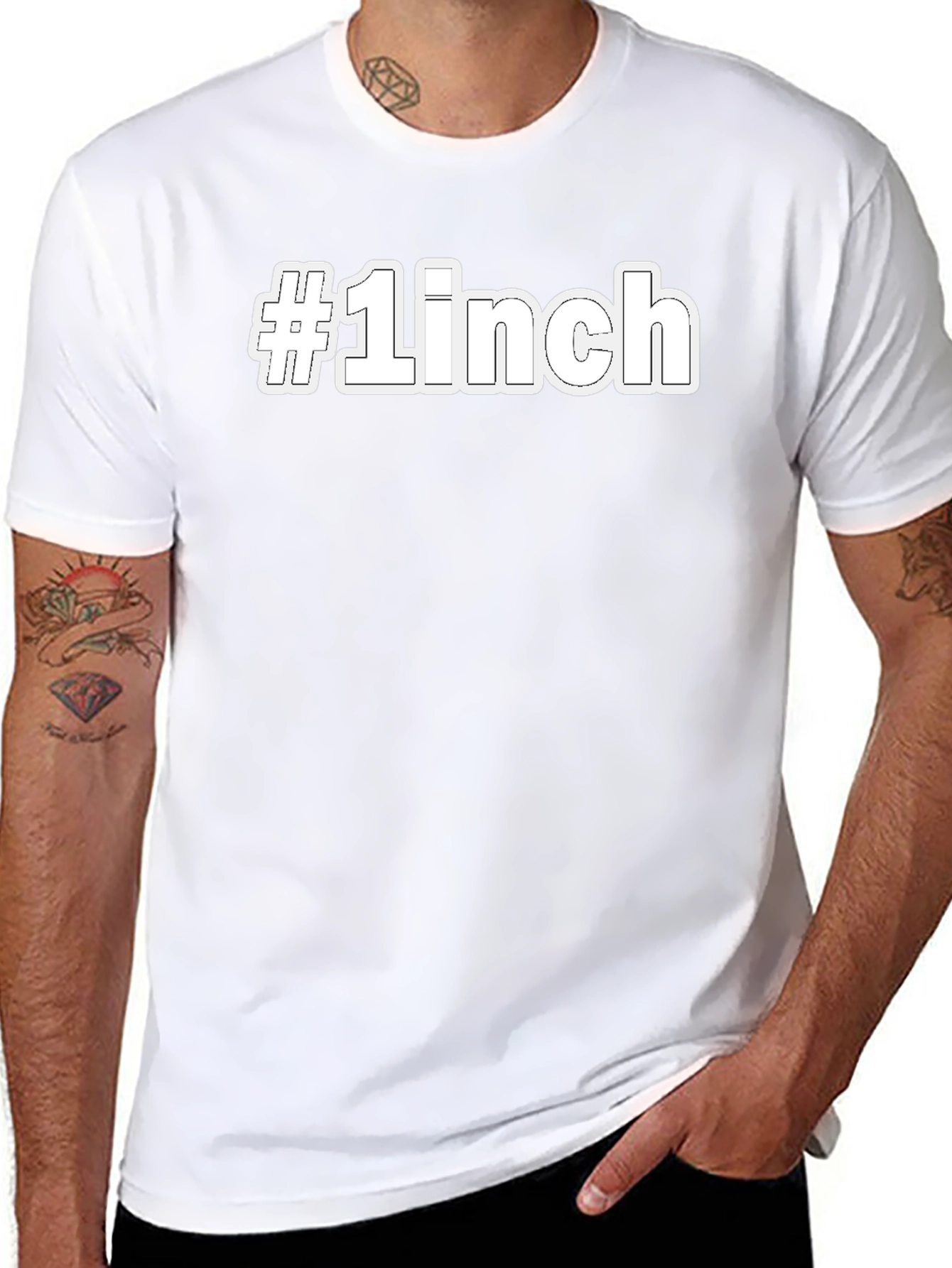 #1Inch Black Cotton Graphic Tee