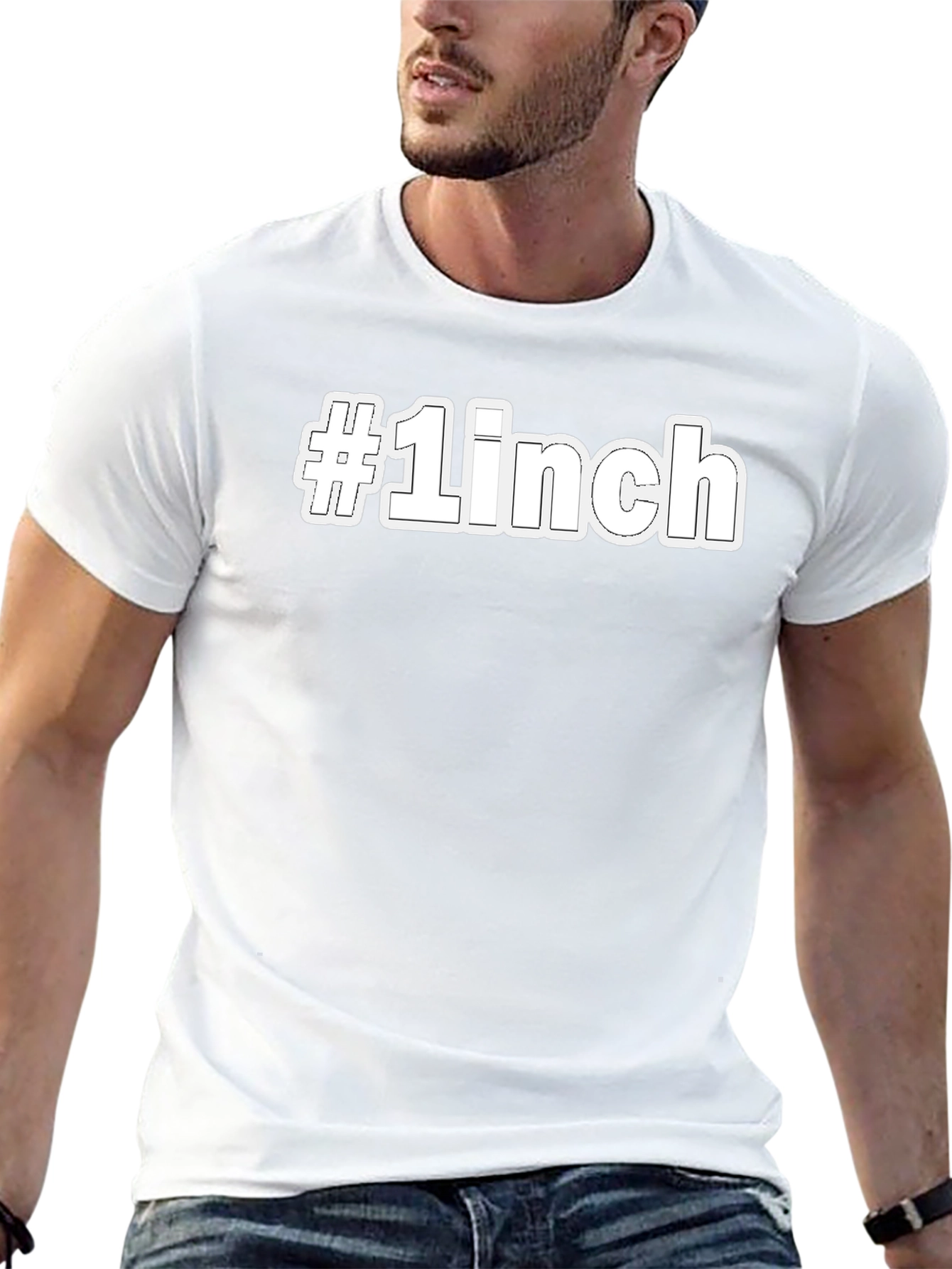 #1Inch Black Cotton Graphic Tee