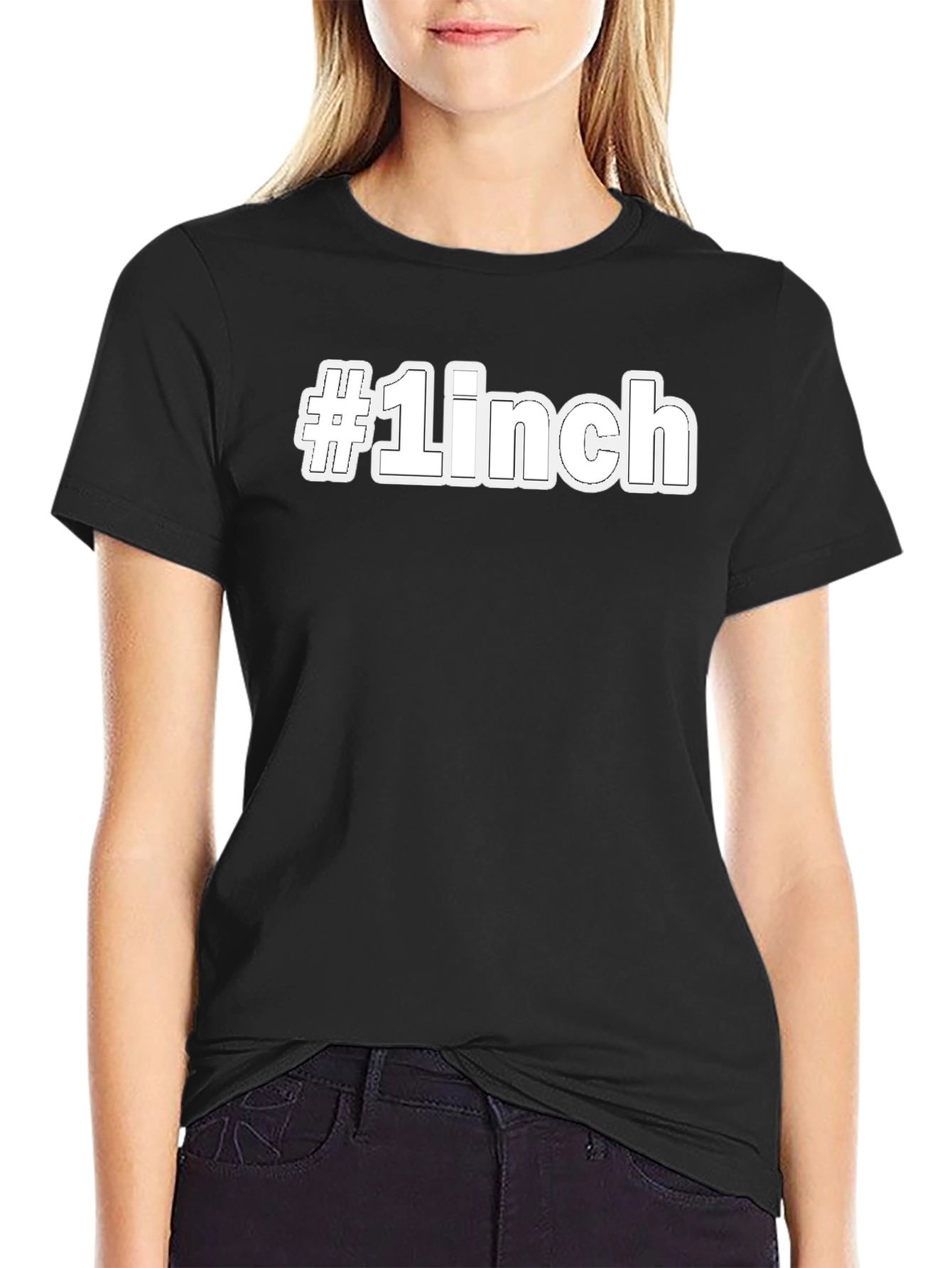 #1Inch Black Cotton Graphic Tee