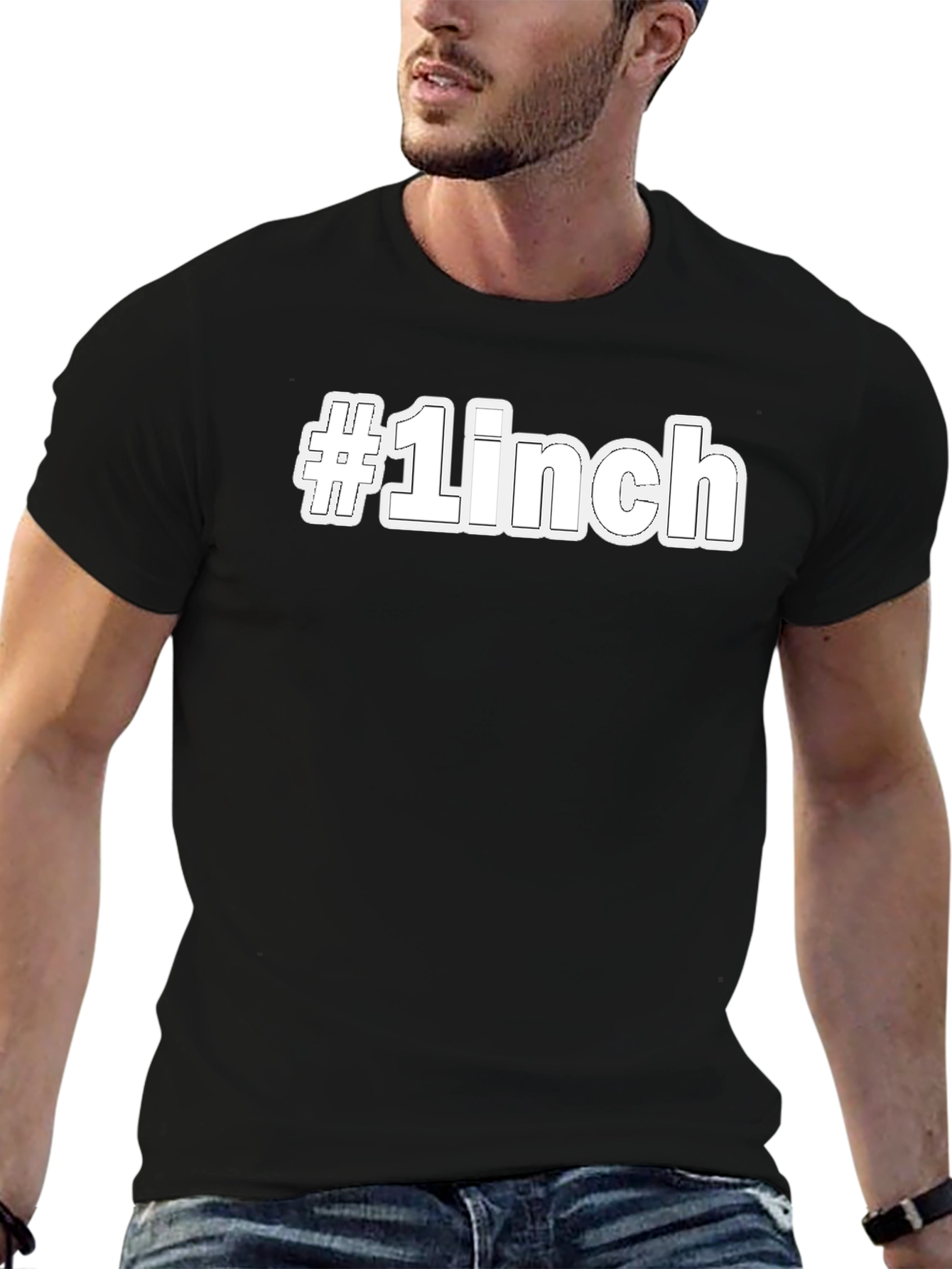 #1Inch Black Cotton Graphic Tee