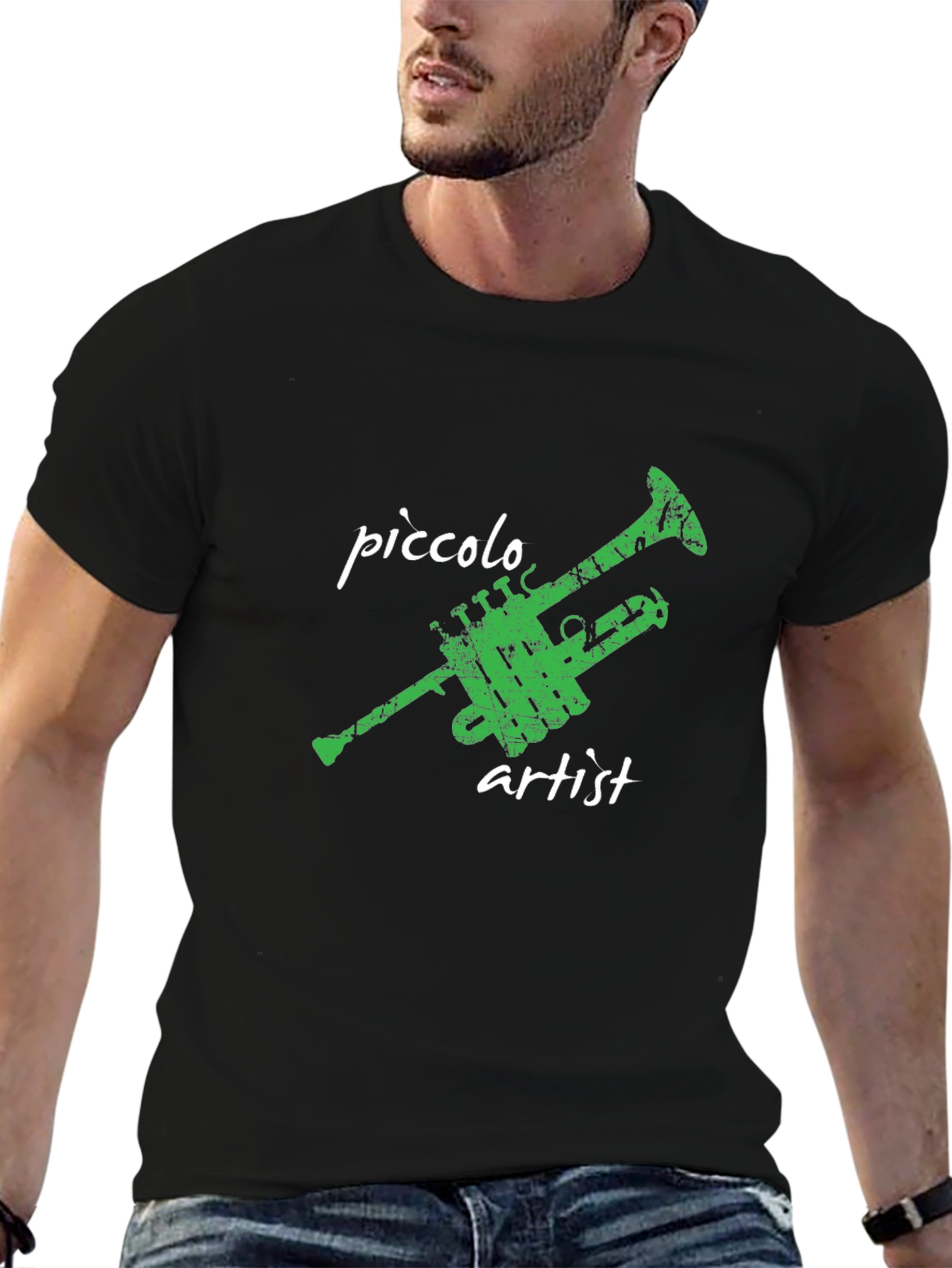 Piccolo Artist Black T-Shirt - Musical Instrument Tee