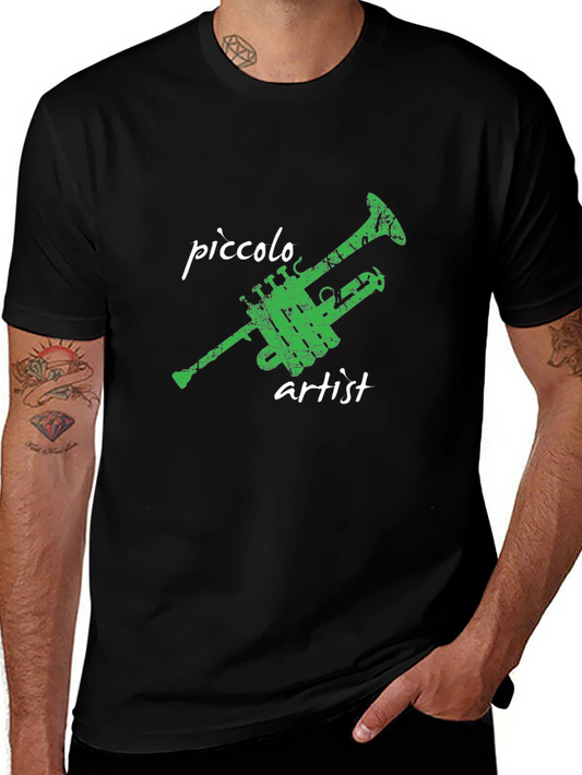 Piccolo Artist Black T-Shirt - Musical Instrument Tee