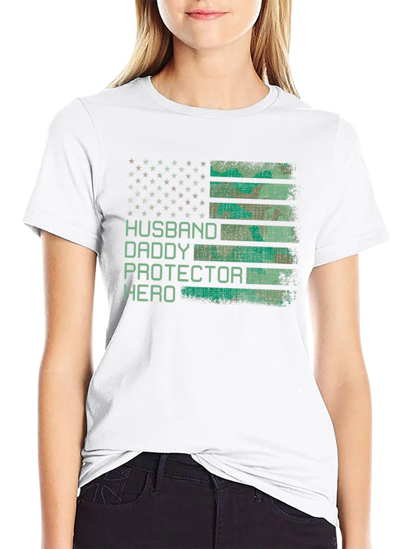 Husband Daddy Protector Hero Patriotic T-Shirt