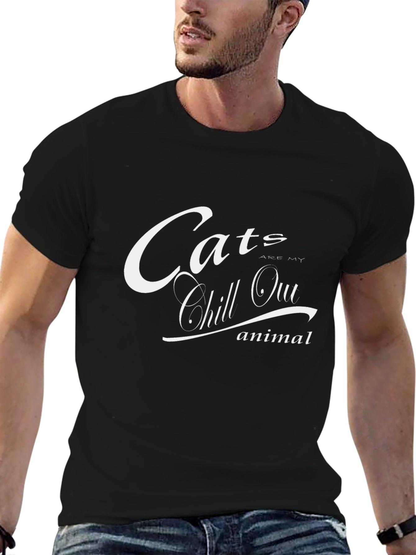 Cats Are My Chill Out Animal Black T-Shirt