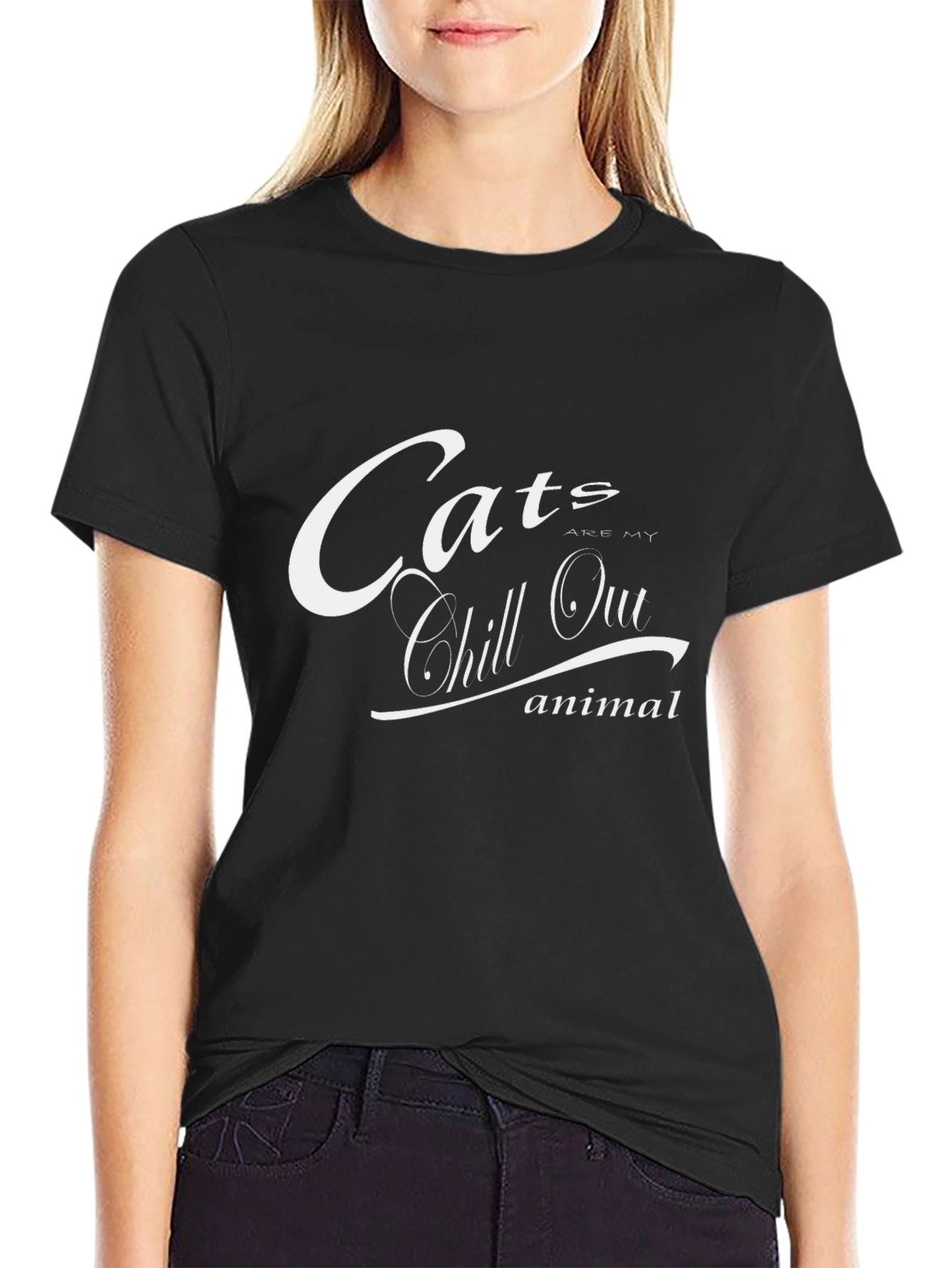 Cats Are My Chill Out Animal Black T-Shirt