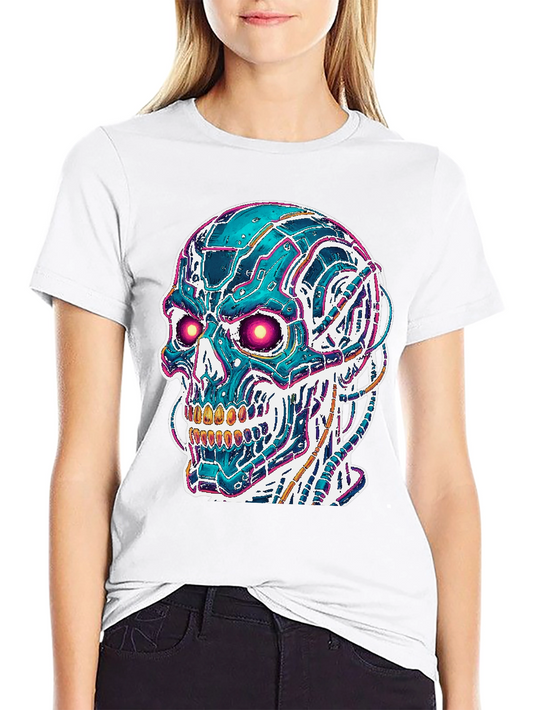 Cyberpunk Skull Graphic Tee - Mens Black T-Shirt