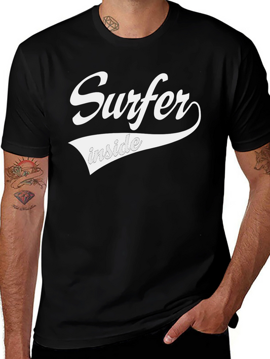 Surfer Inside Graphic Tee - Black Crew Neck T-Shirt