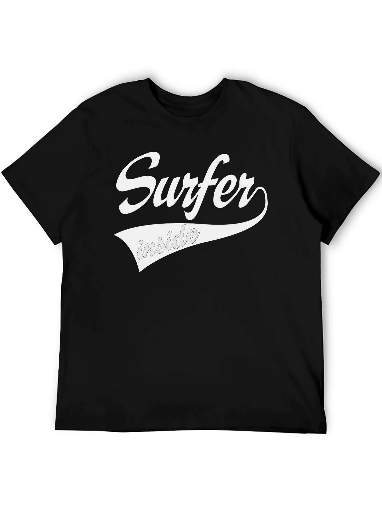 Surfer Inside Graphic Tee - Black Crew Neck T-Shirt