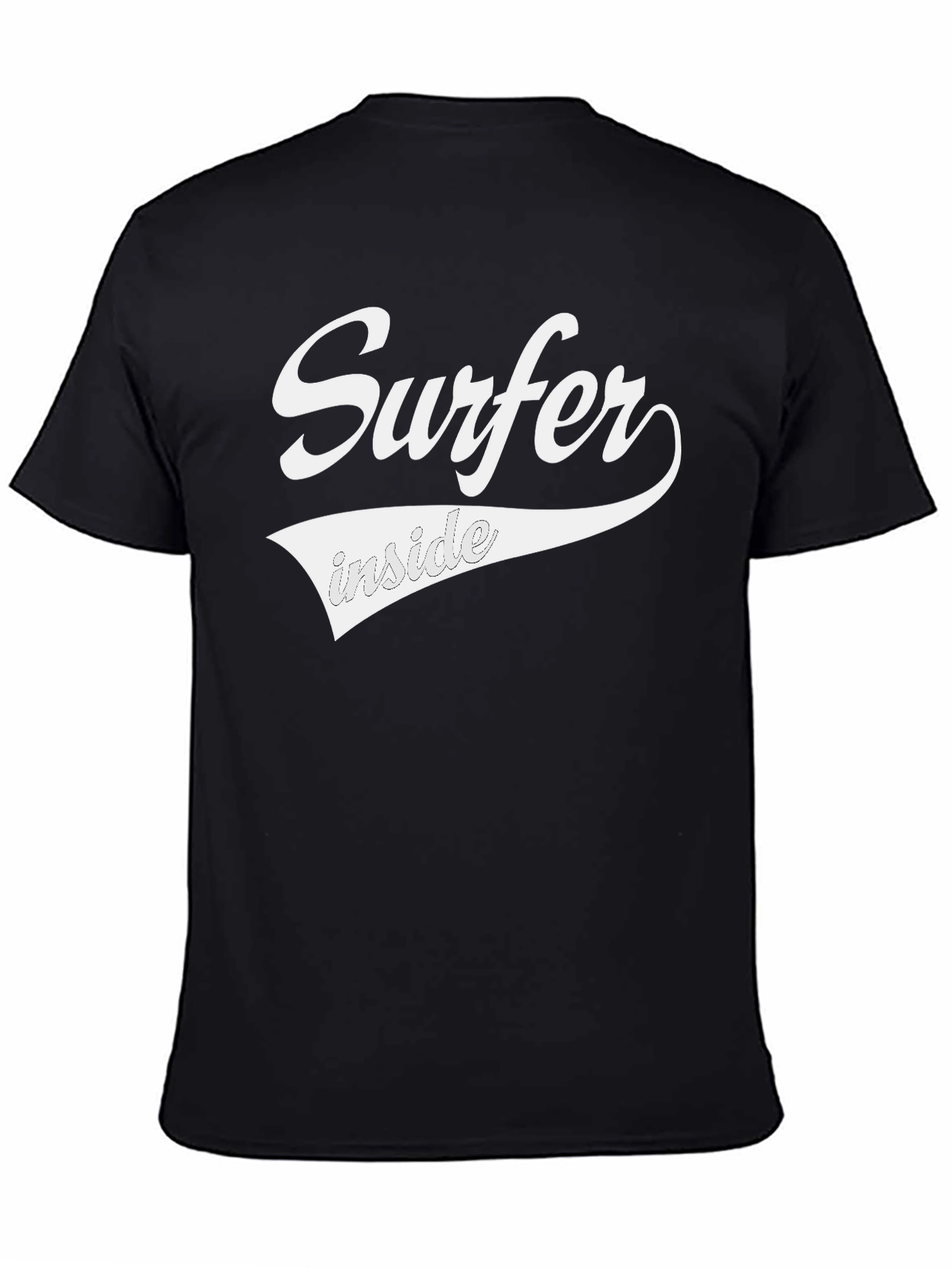 Surfer Inside Graphic Tee - Black Crew Neck T-Shirt