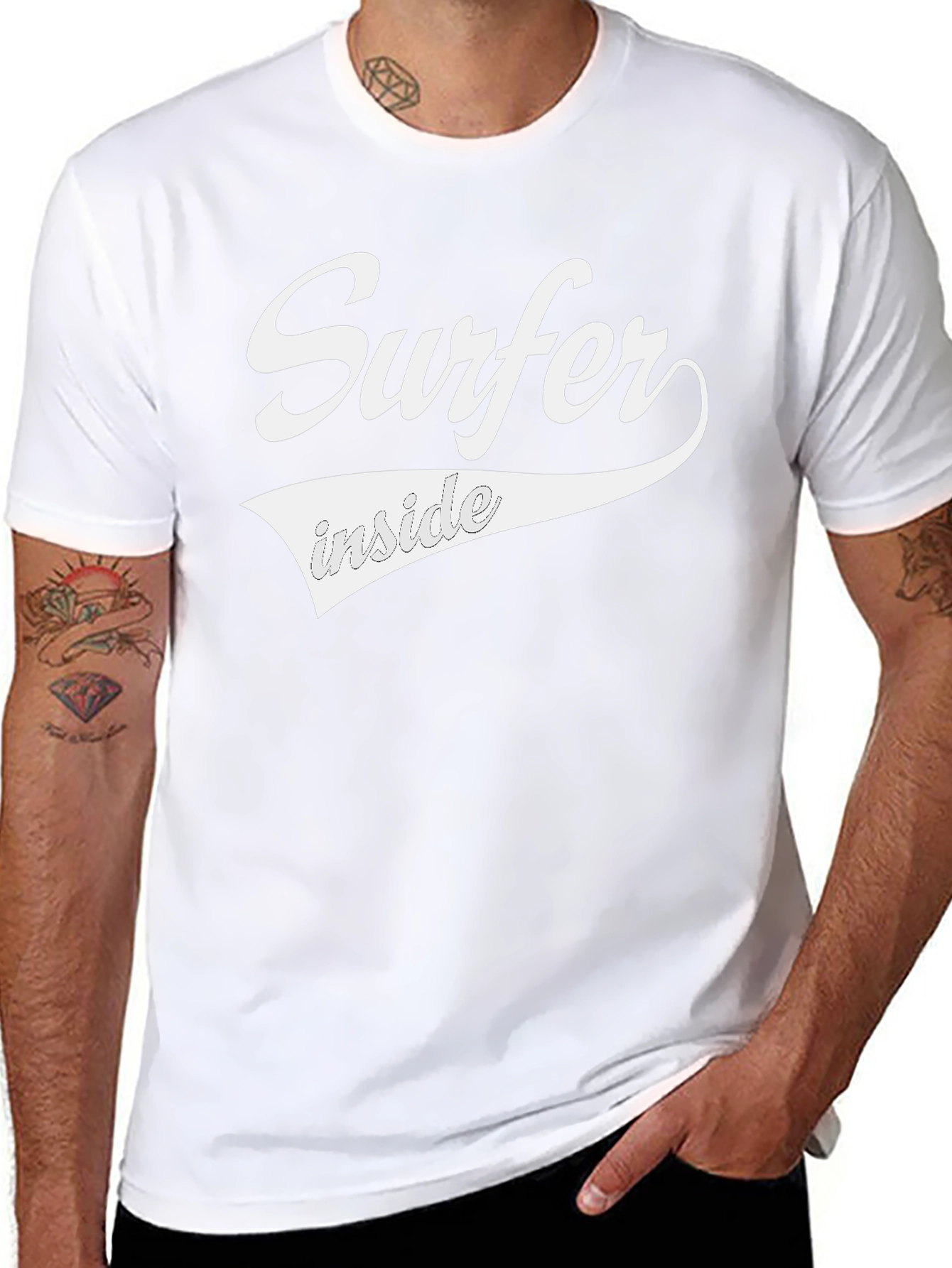 Surfer Inside Graphic Tee - Black Crew Neck T-Shirt