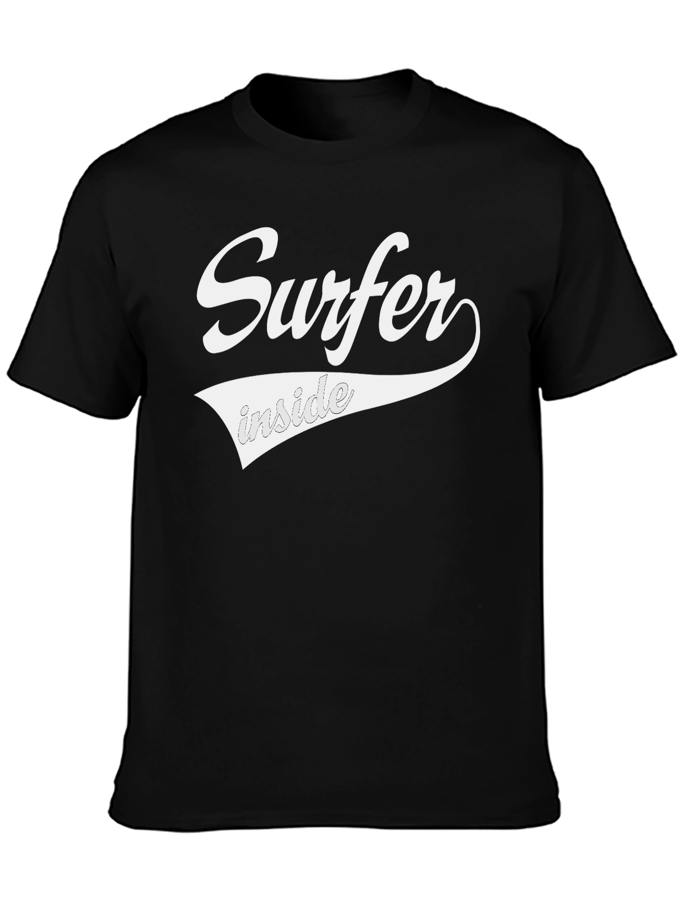 Surfer Inside Graphic Tee - Black Crew Neck T-Shirt