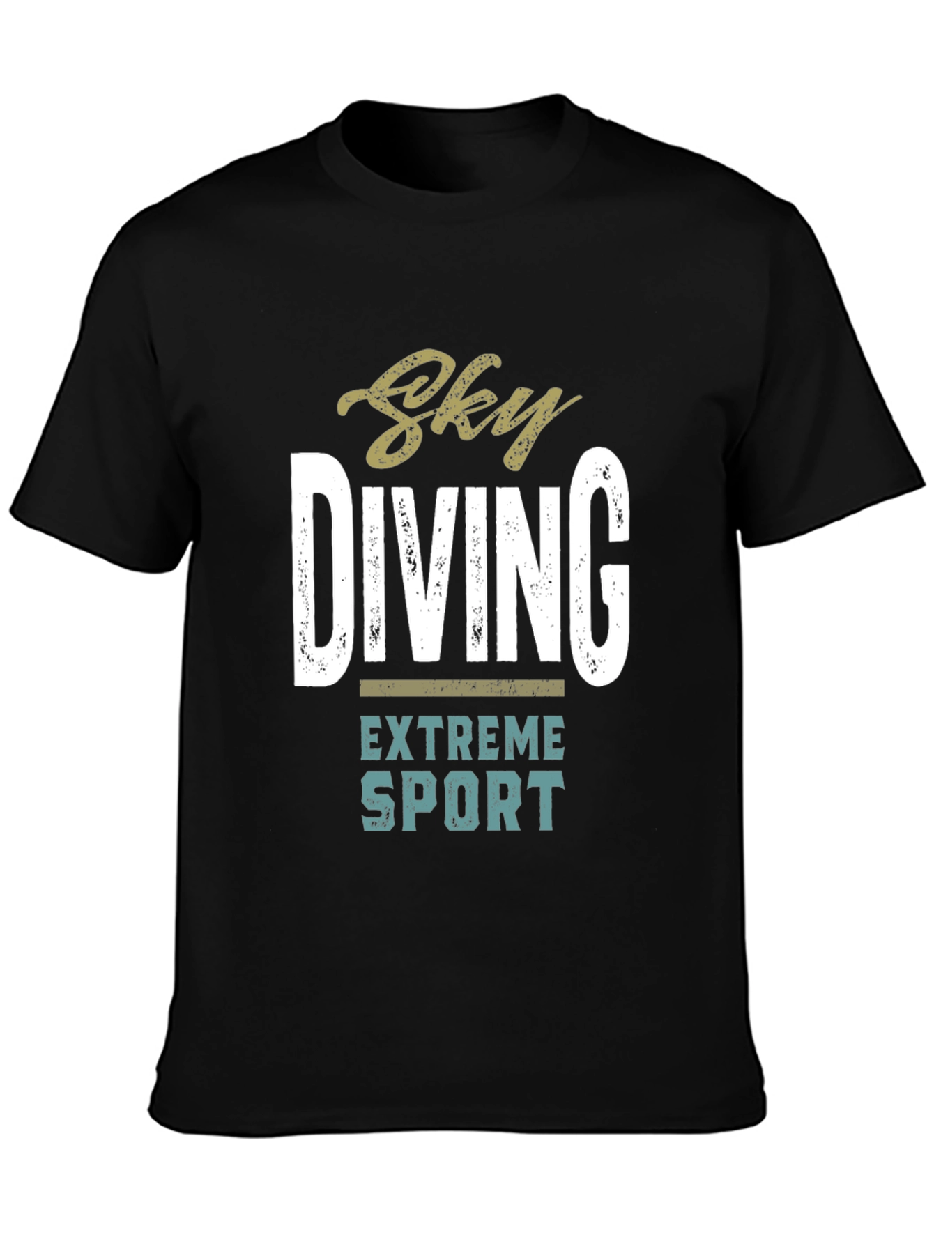 Sky Diving Extreme Sport Black Graphic T-Shirt