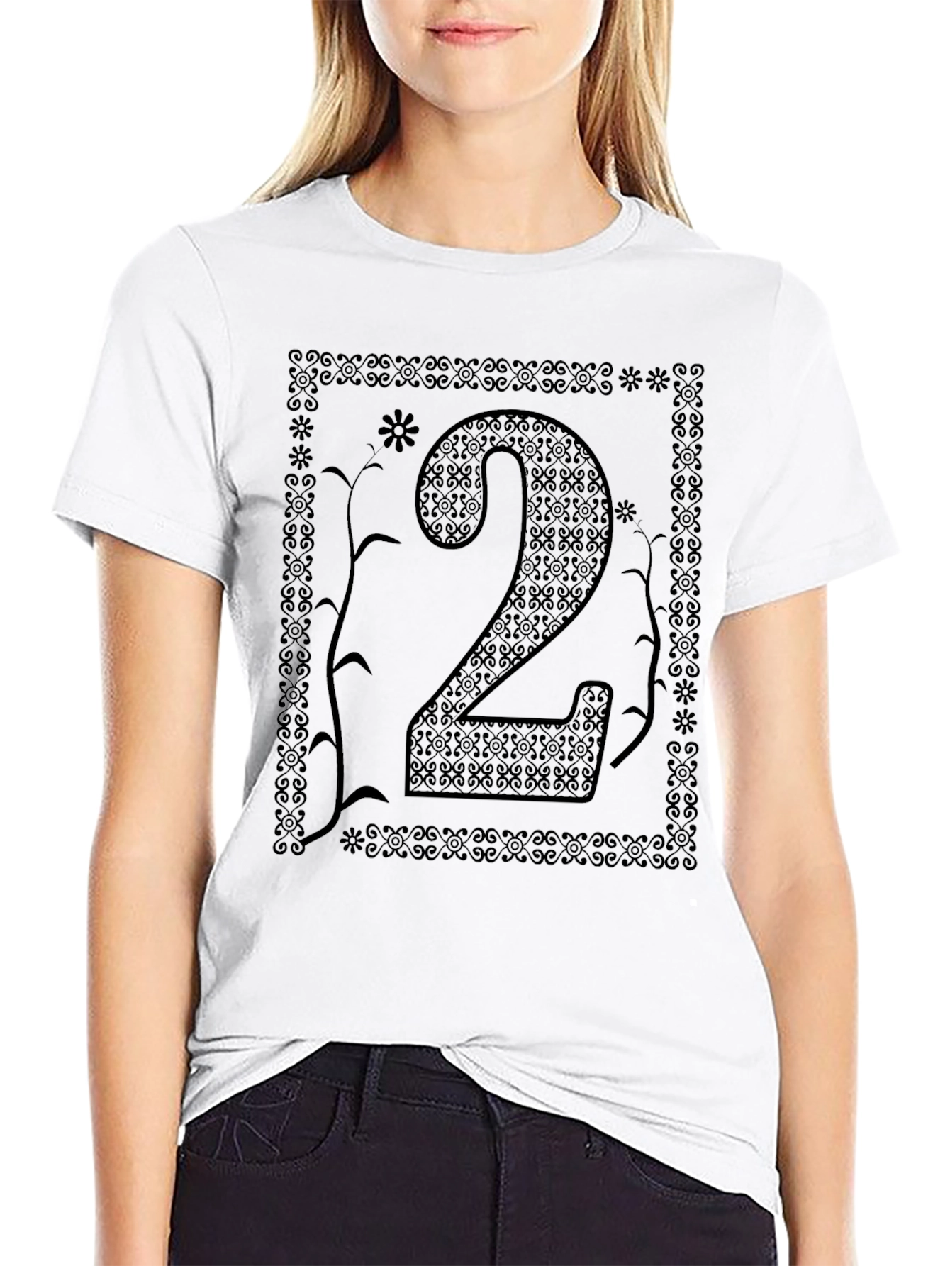 Black Number 2 Graphic Tee Shirt
