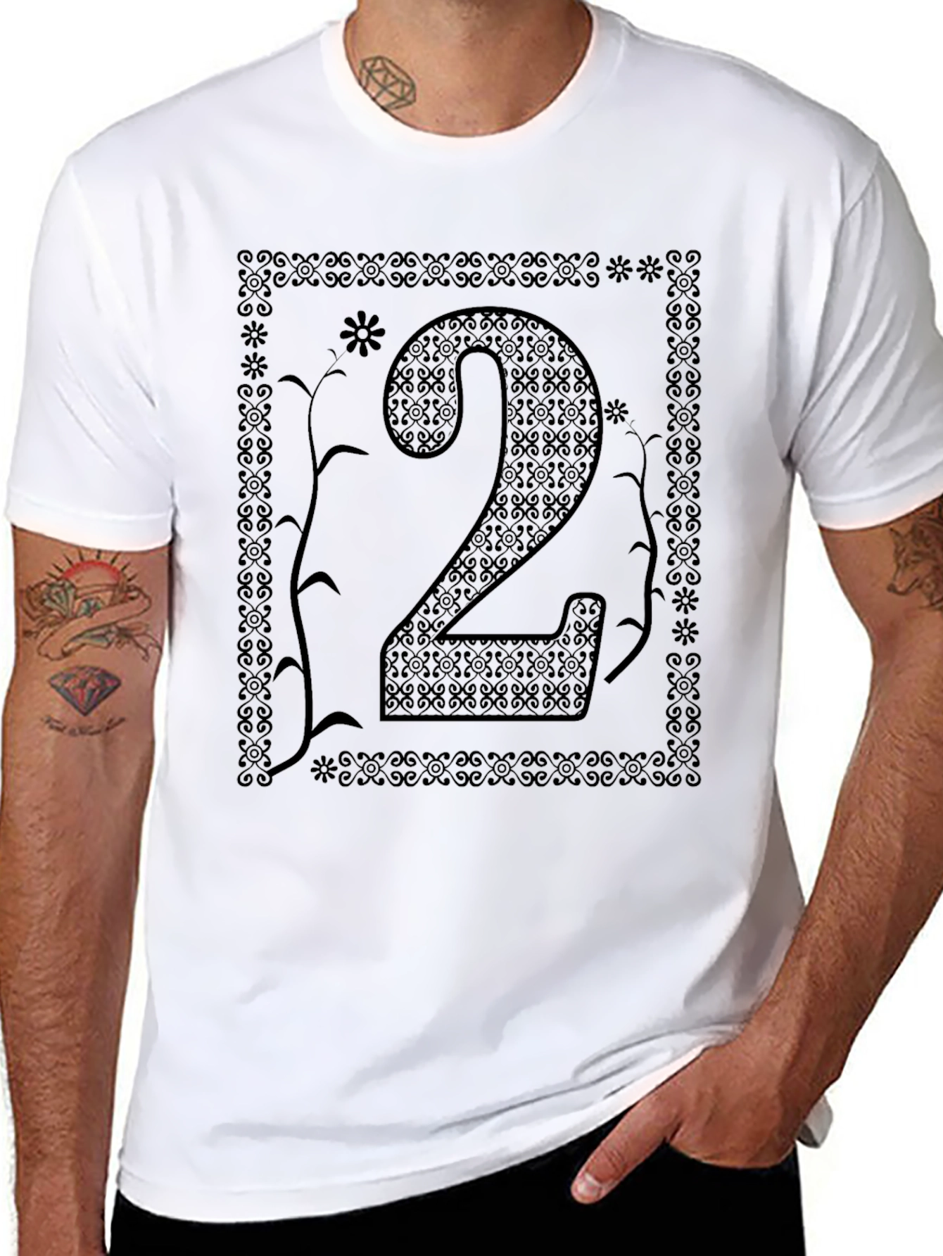 Black Number 2 Graphic Tee Shirt