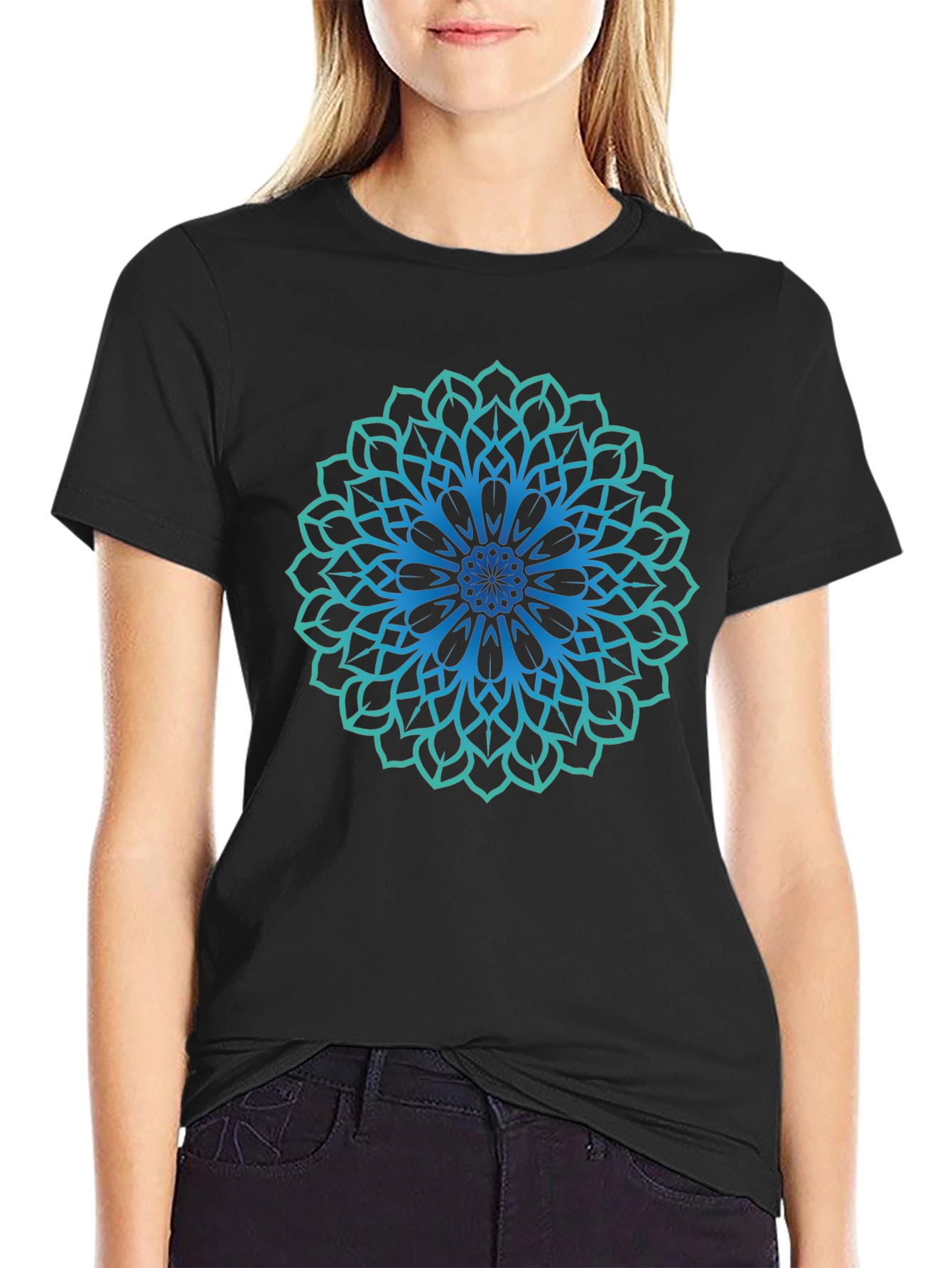 Mandala Graphic Print Black T-Shirt