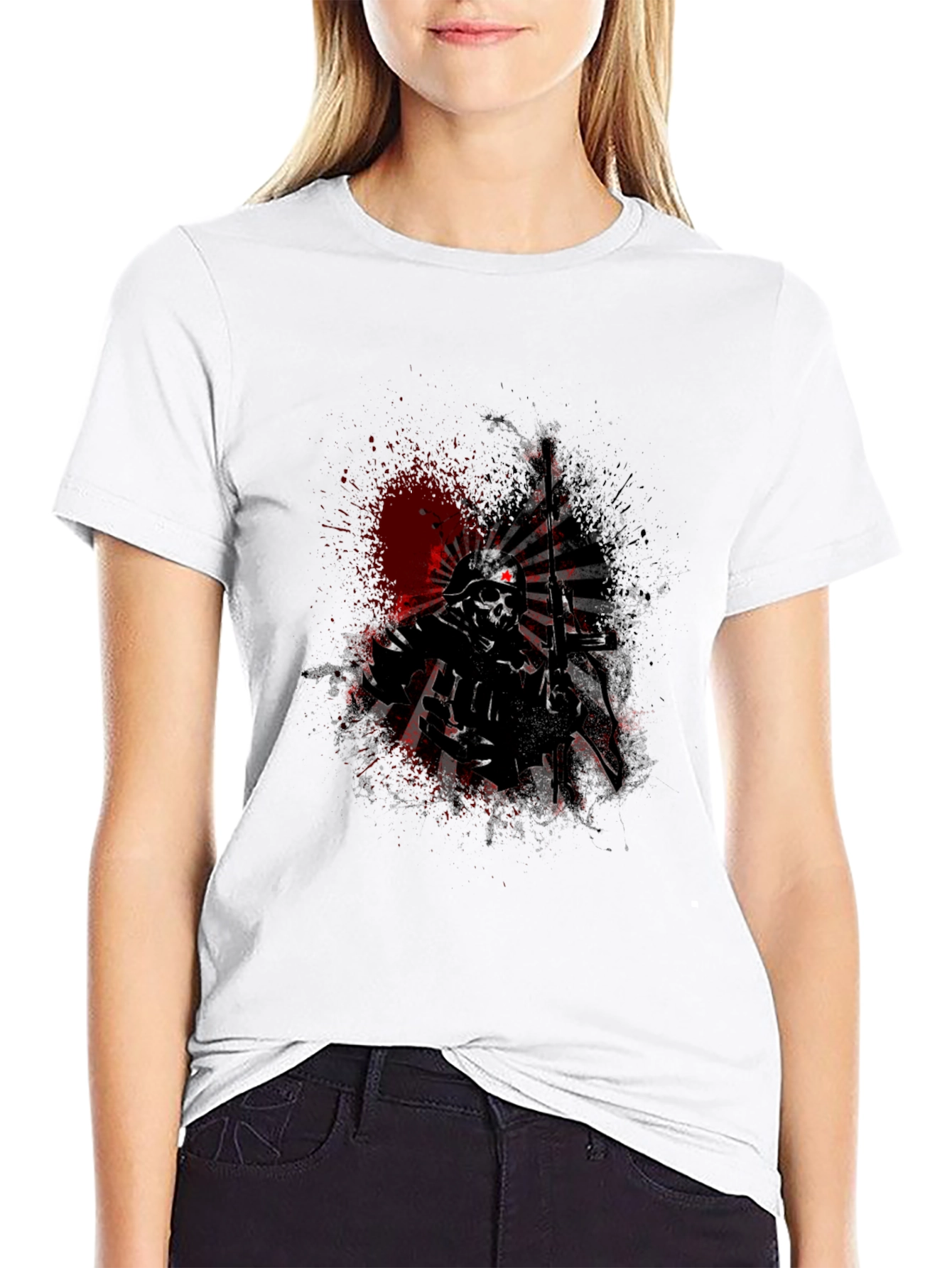 Skull Soldier Graphic Tee - Black