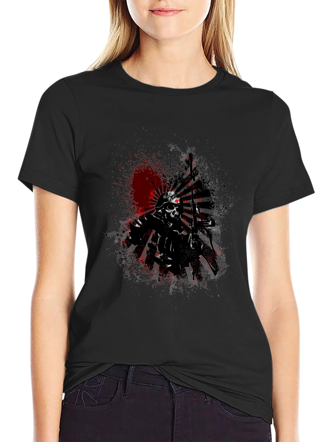 Skull Soldier Graphic Tee - Black