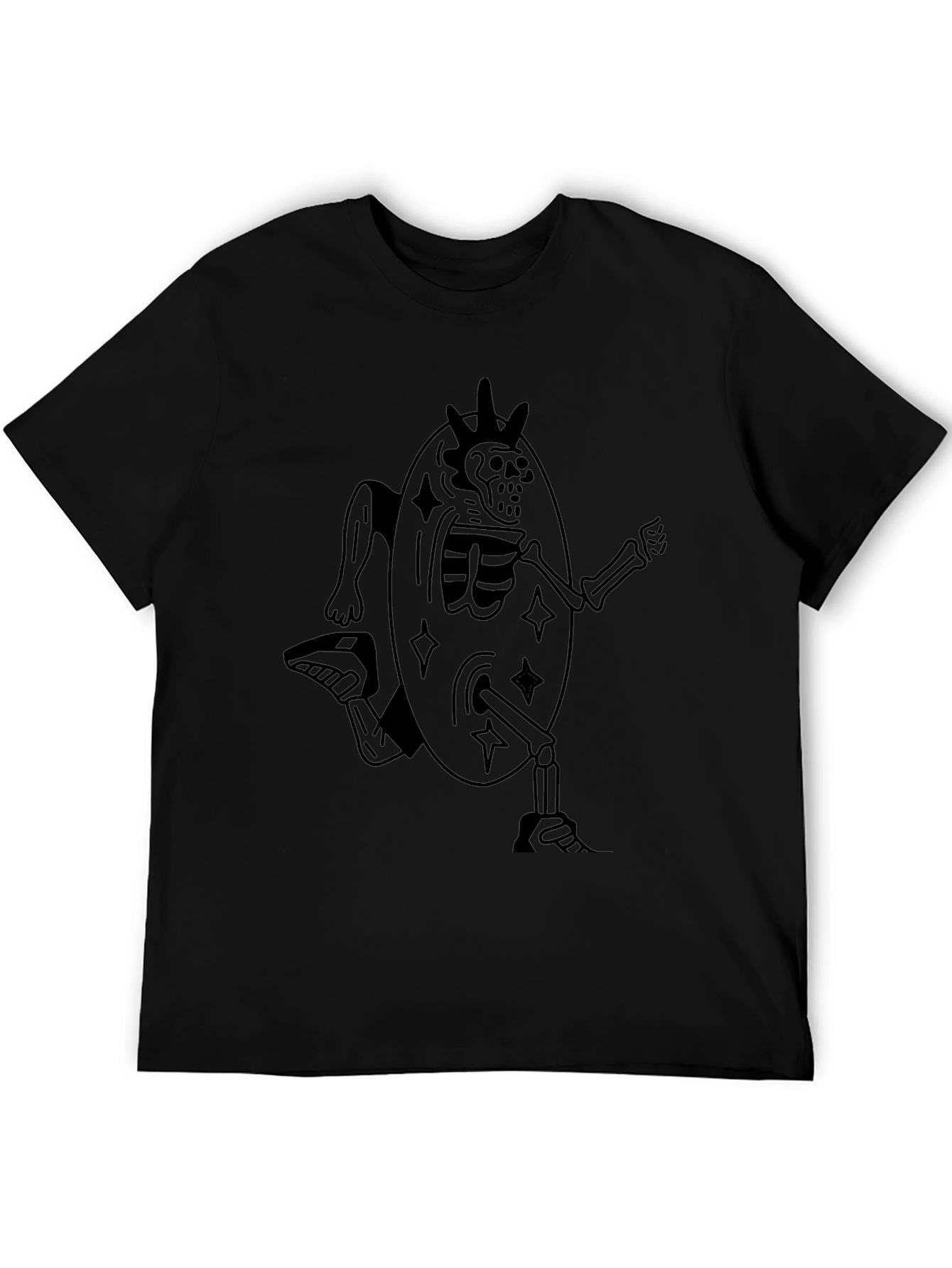 Skeleton Egg Runner Graphic Tee - Unique Black T-Shirt