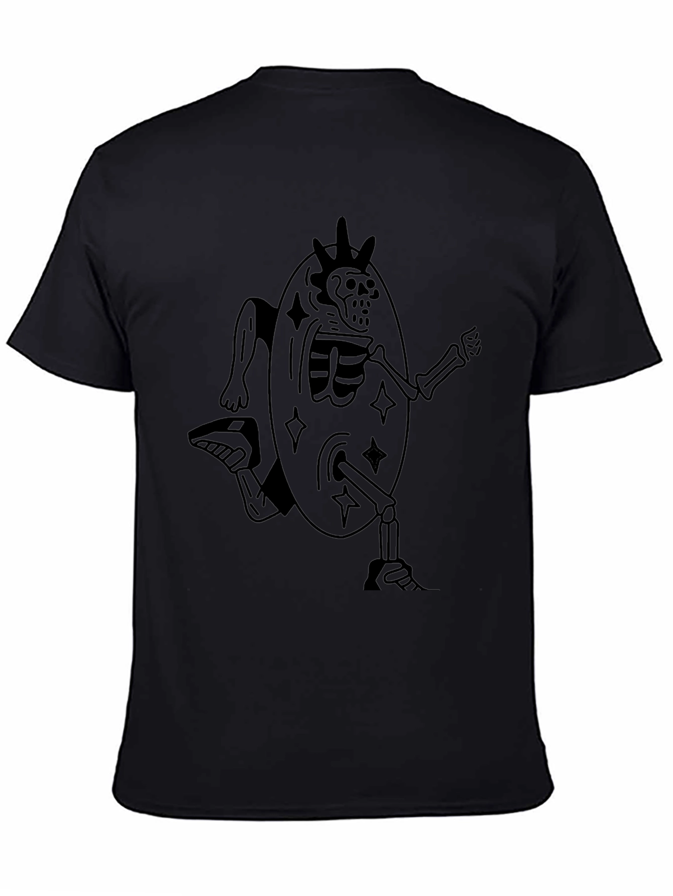 Skeleton Egg Runner Graphic Tee - Unique Black T-Shirt