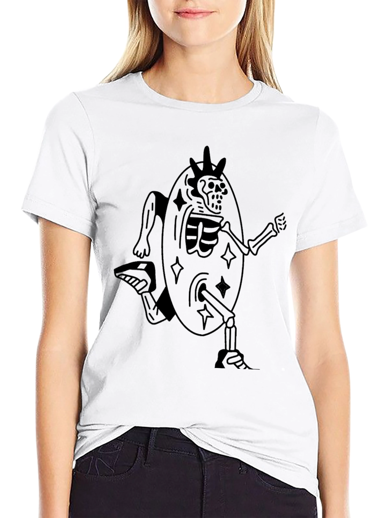 Skeleton Egg Runner Graphic Tee - Unique Black T-Shirt