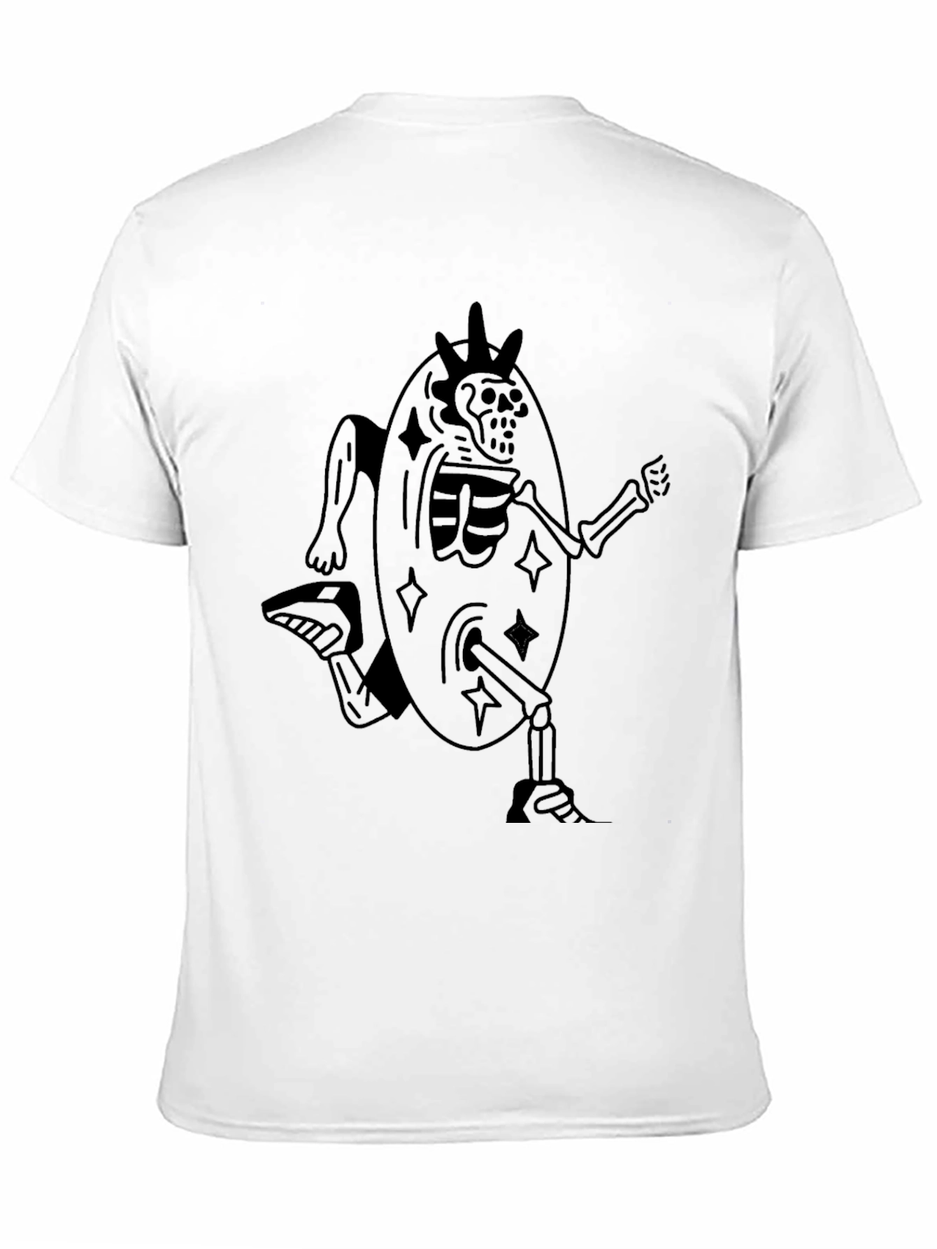 Skeleton Egg Runner Graphic Tee - Unique Black T-Shirt