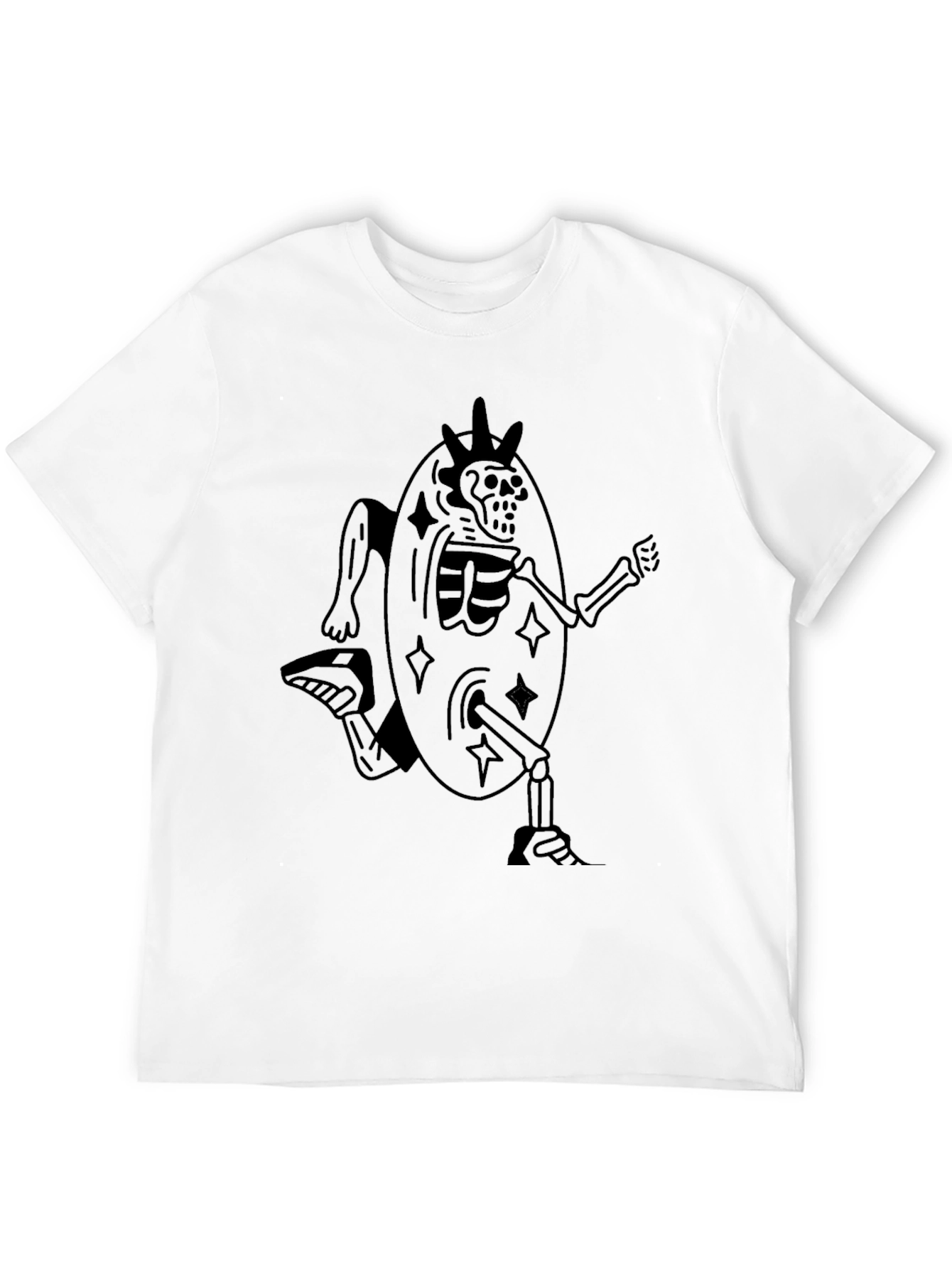 Skeleton Egg Runner Graphic Tee - Unique Black T-Shirt