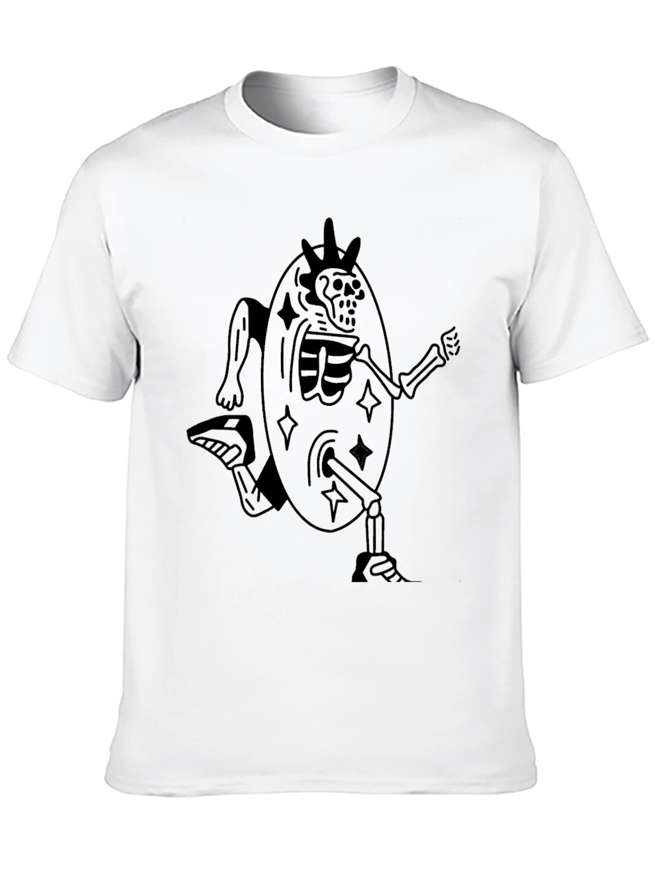 Skeleton Egg Runner Graphic Tee - Unique Black T-Shirt