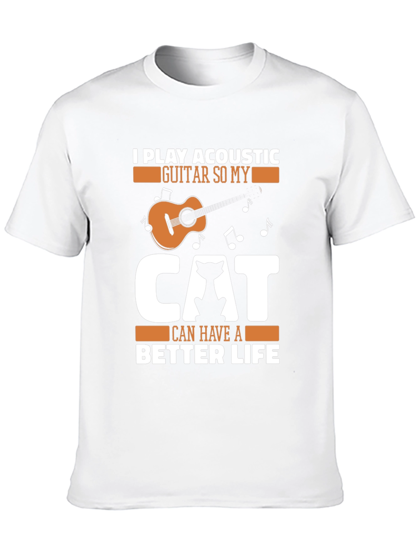 Acoustic Guitar Cat Lover Graphic Tee