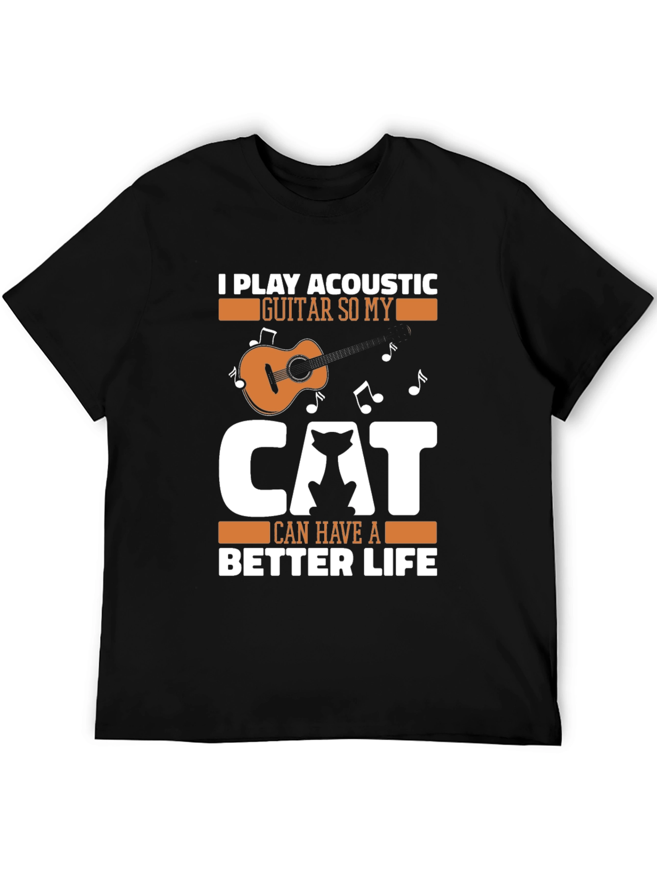 Acoustic Guitar Cat Lover Graphic Tee