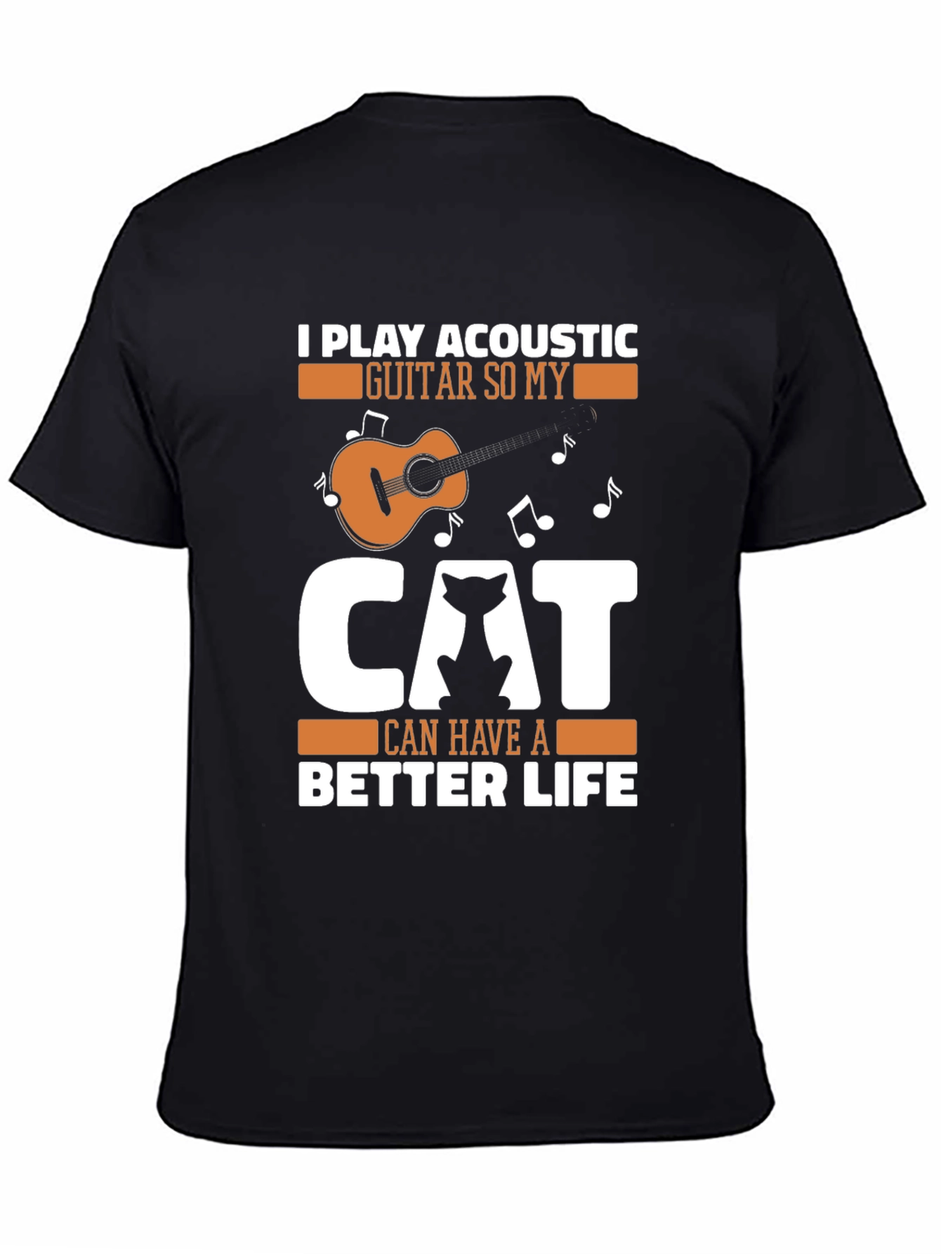 Acoustic Guitar Cat Lover Graphic Tee