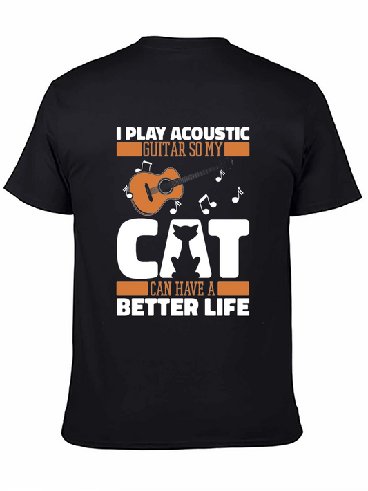 Acoustic Guitar Cat Lover Graphic Tee