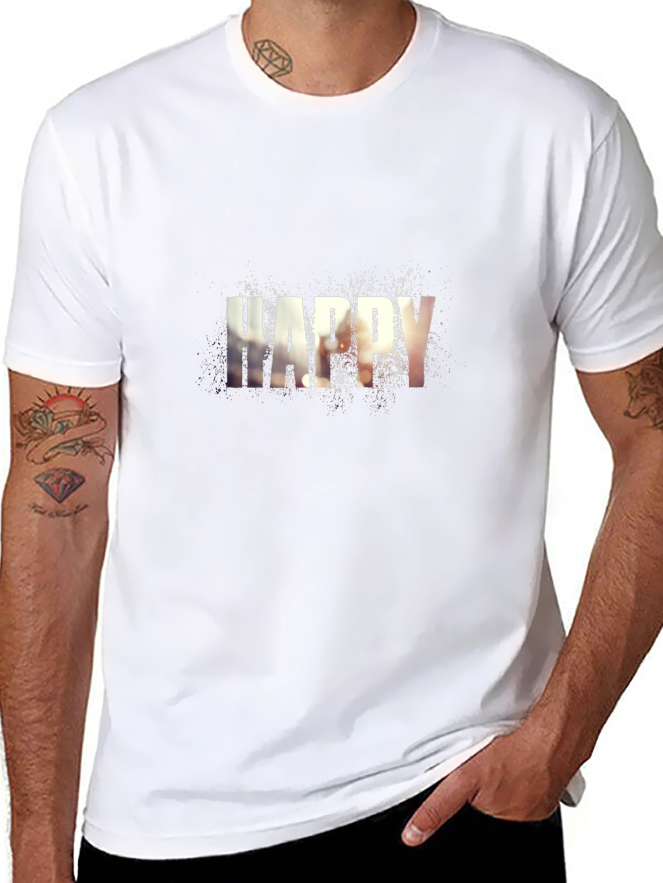 Happy Graphic Print Crew Neck T-Shirt