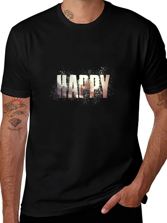 Happy Graphic Print Crew Neck T-Shirt