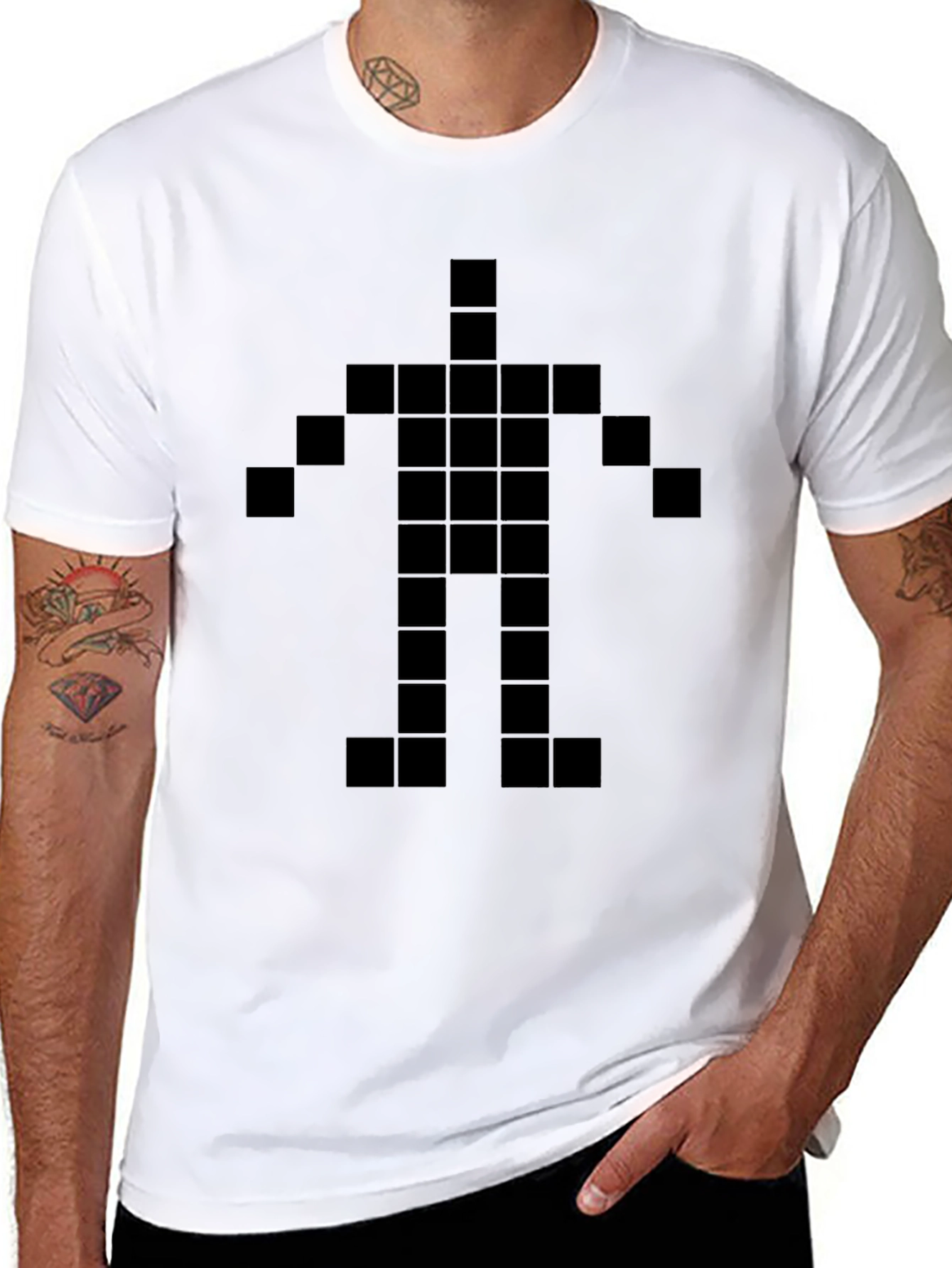 Pixelated Man Graphic Black T-Shirt