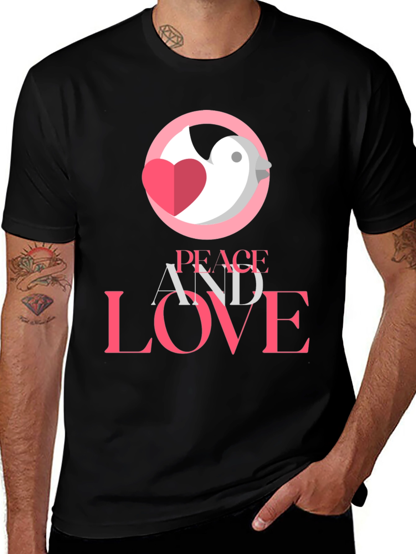 Peace and Love Graphic Tee - Stylish Black T-Shirt
