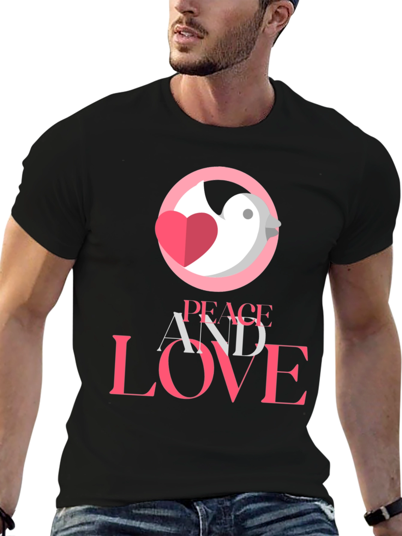 Peace and Love Graphic Tee - Stylish Black T-Shirt