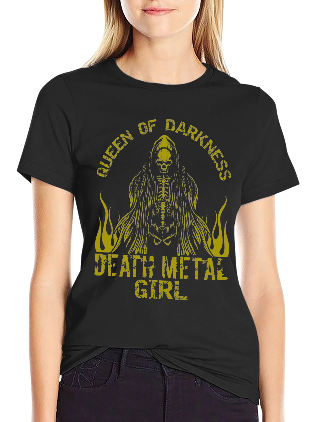 Queen of Darkness Death Metal Girl Graphic Tee