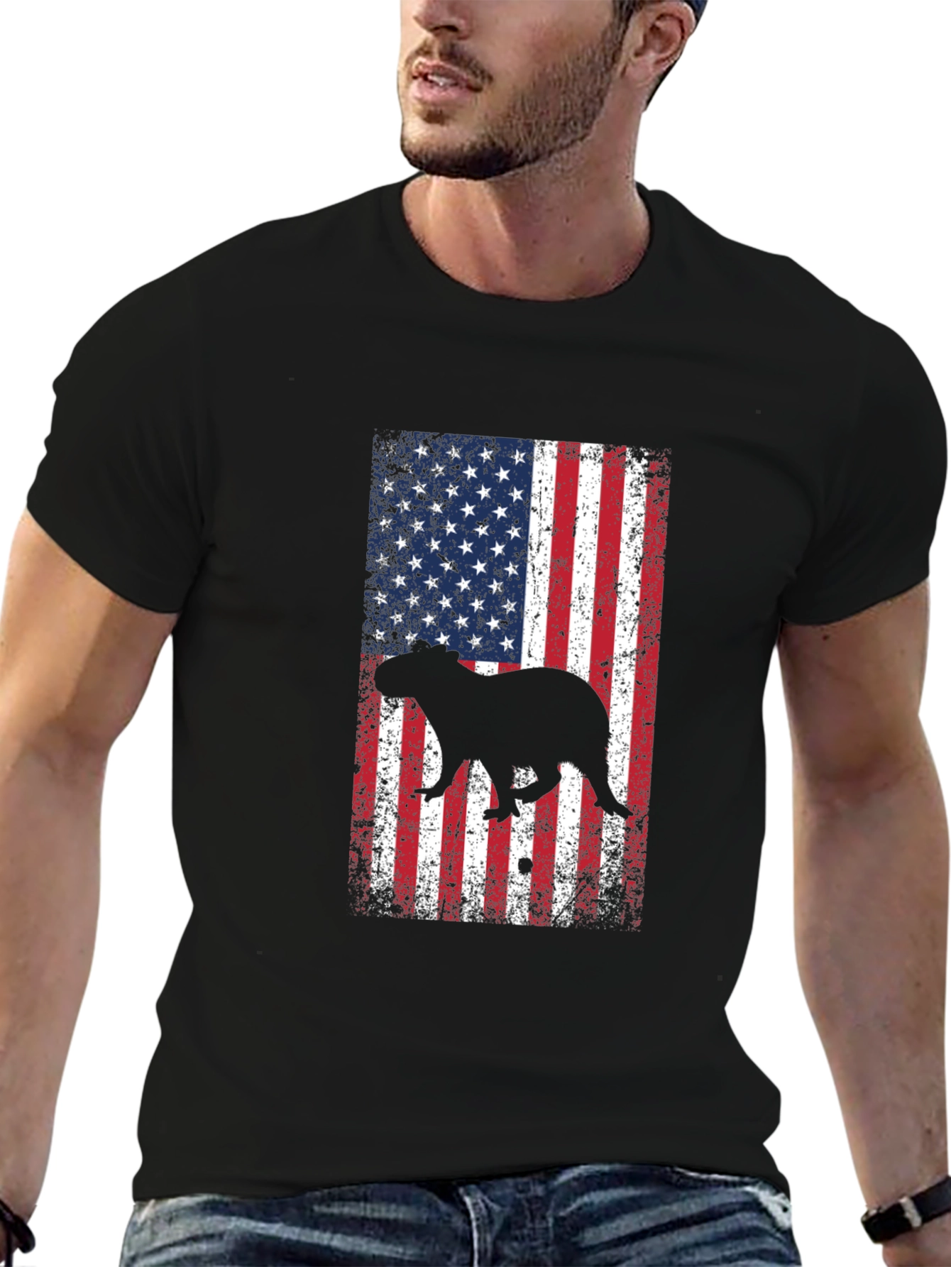 Capybara USA Flag Graphic Tee
