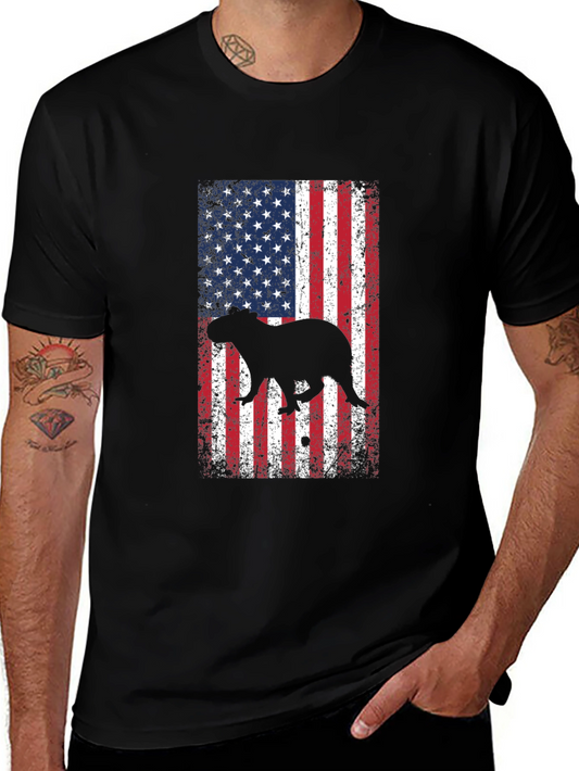 Capybara USA Flag Graphic Tee