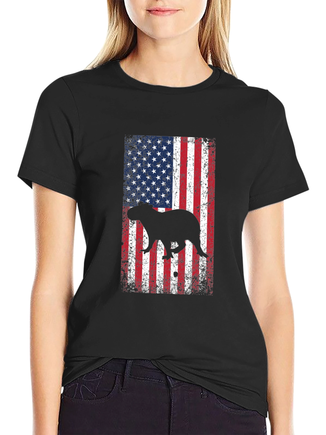 Capybara USA Flag Graphic Tee
