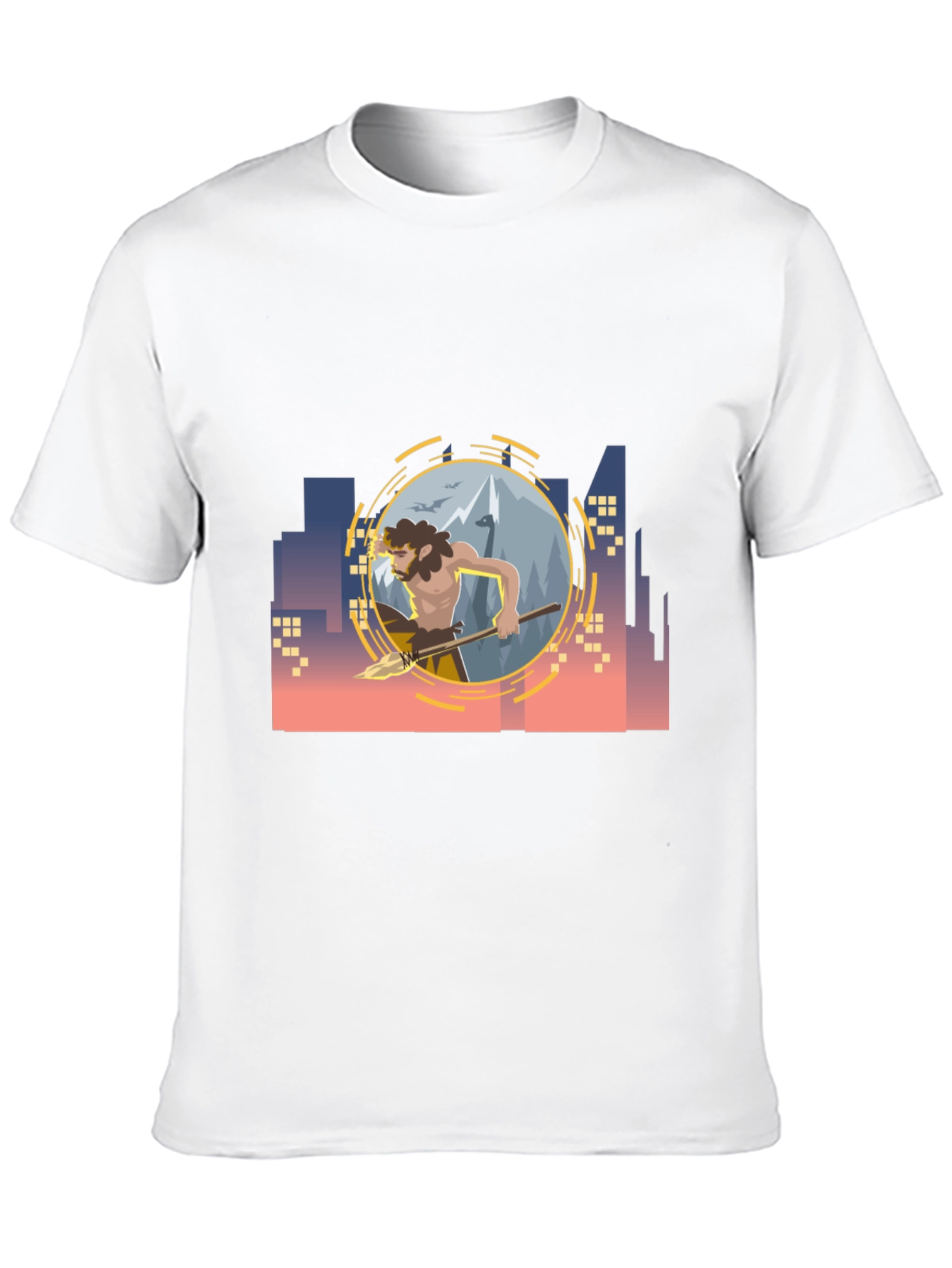 Urban Caveman Graphic Tee - Black Cotton T-Shirt