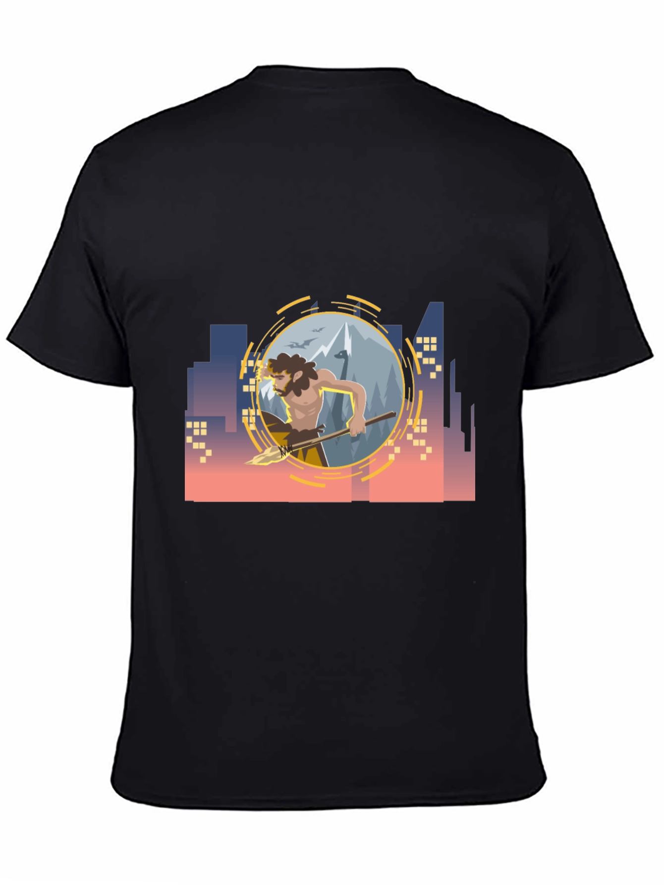 Urban Caveman Graphic Tee - Black Cotton T-Shirt