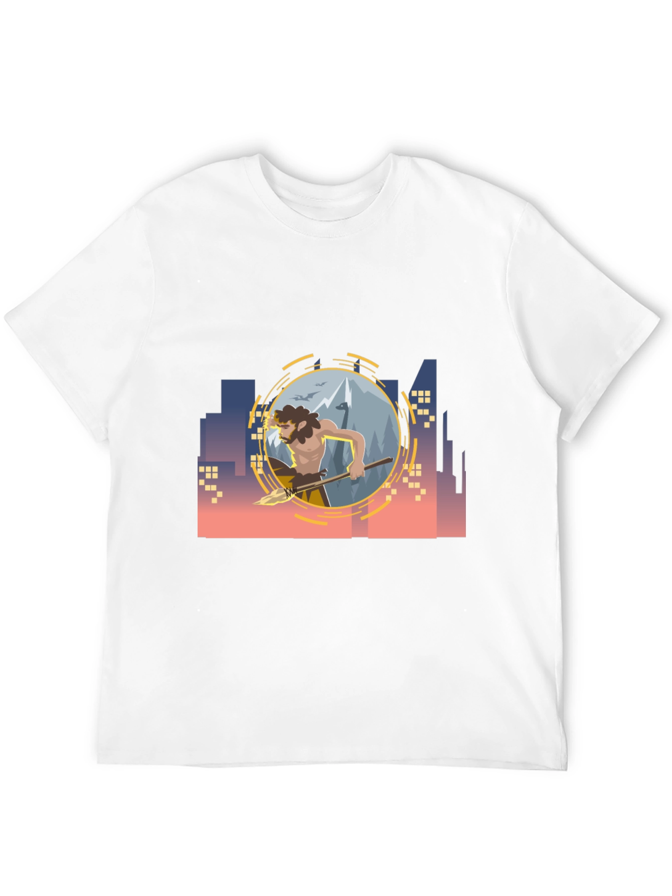 Urban Caveman Graphic Tee - Black Cotton T-Shirt