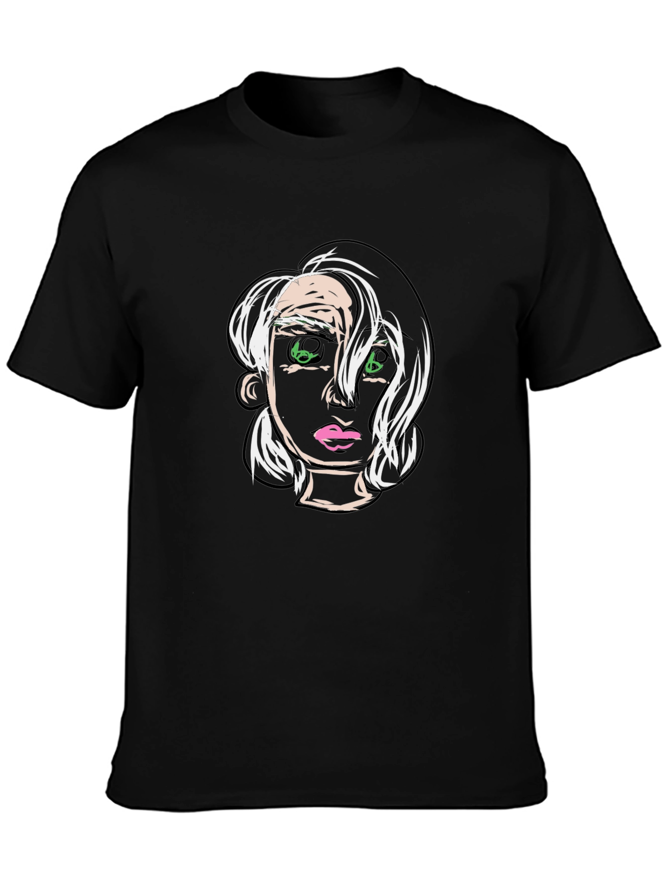Abstract Woman Graphic Black T-Shirt