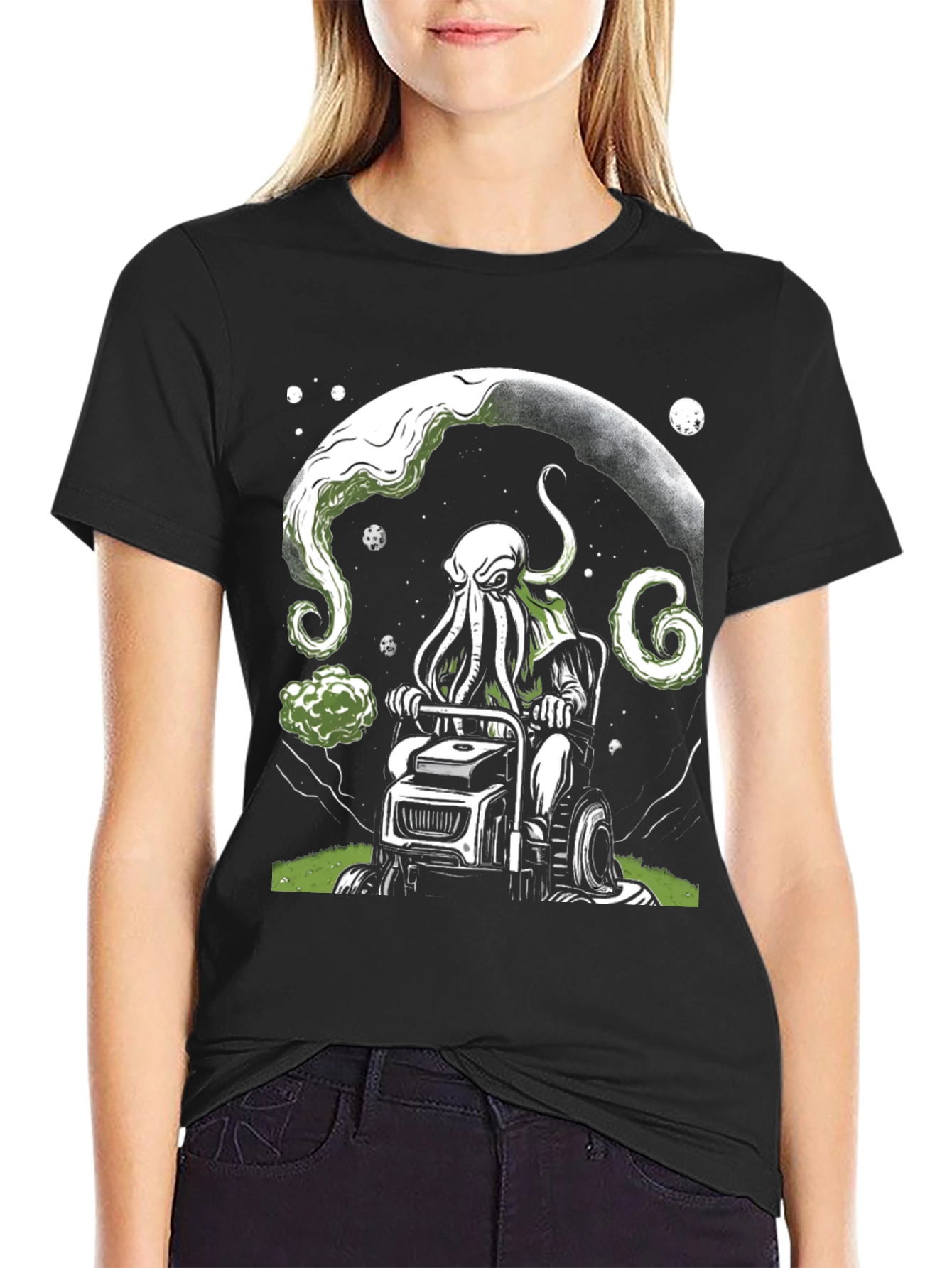 Cthulhu Mowing T-Shirt - Cosmic Lawn Care Tee