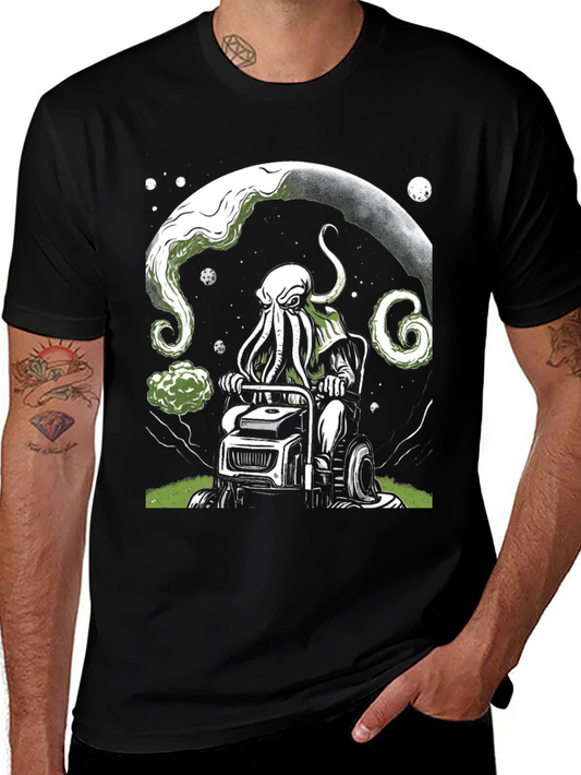 Cthulhu Mowing T-Shirt - Cosmic Lawn Care Tee