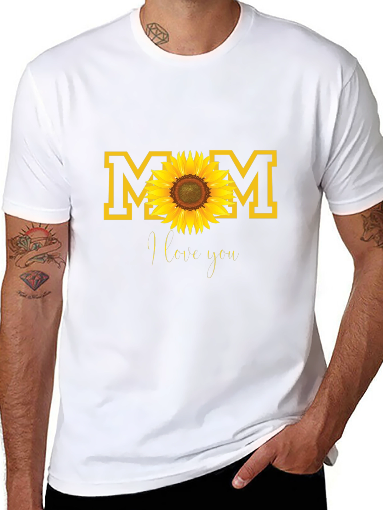 Mom Sunflower Graphic Tee - Black