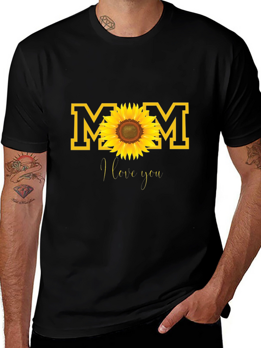 Mom Sunflower Graphic Tee - Black