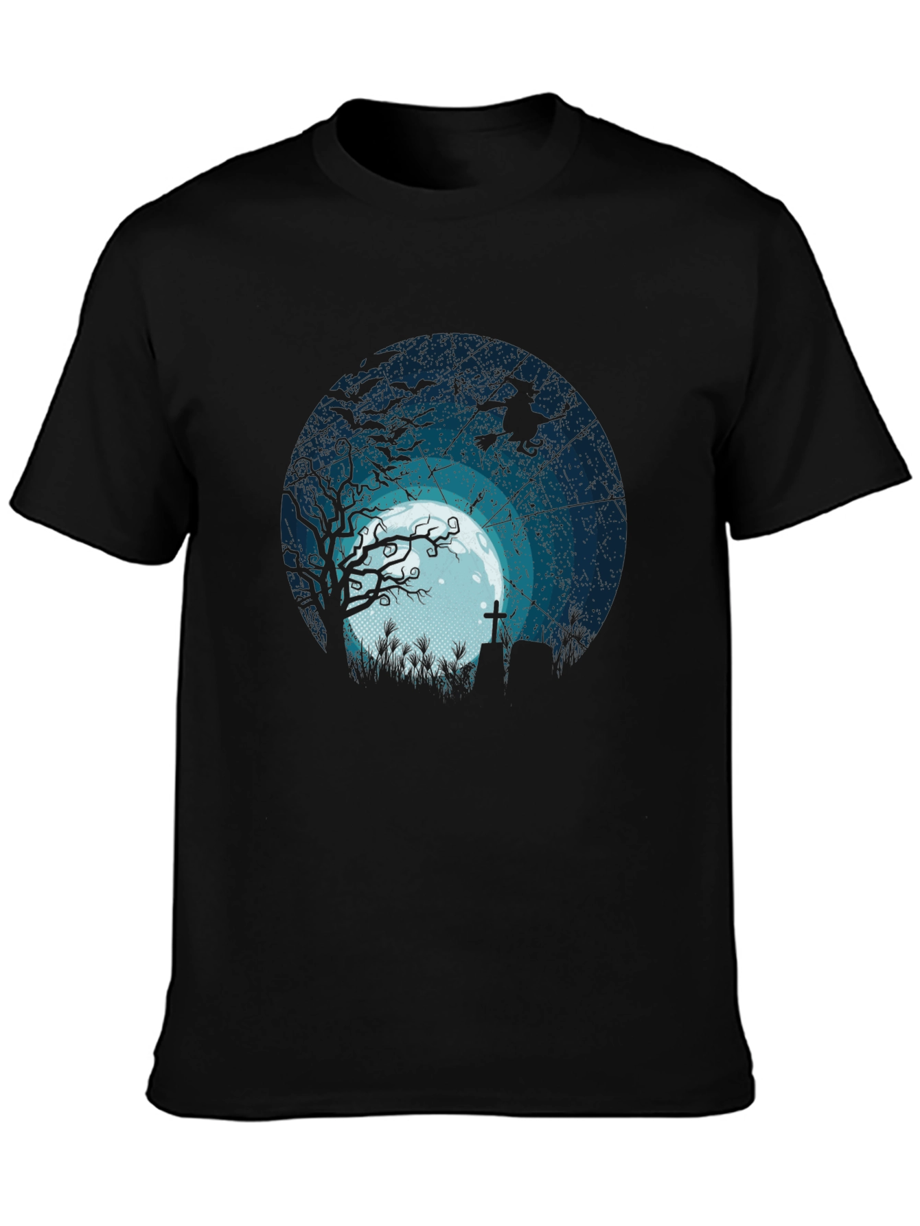 Halloween Moonlight Graveyard Graphic Tee