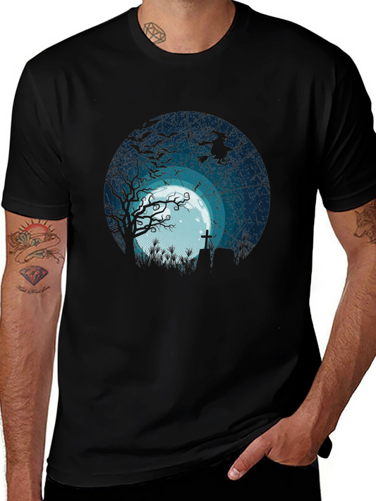 Halloween Moonlight Graveyard Graphic Tee